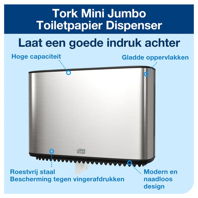 Toiletpapierdispenser Tork T2 Image Line jumbo klein zilver 460006 2