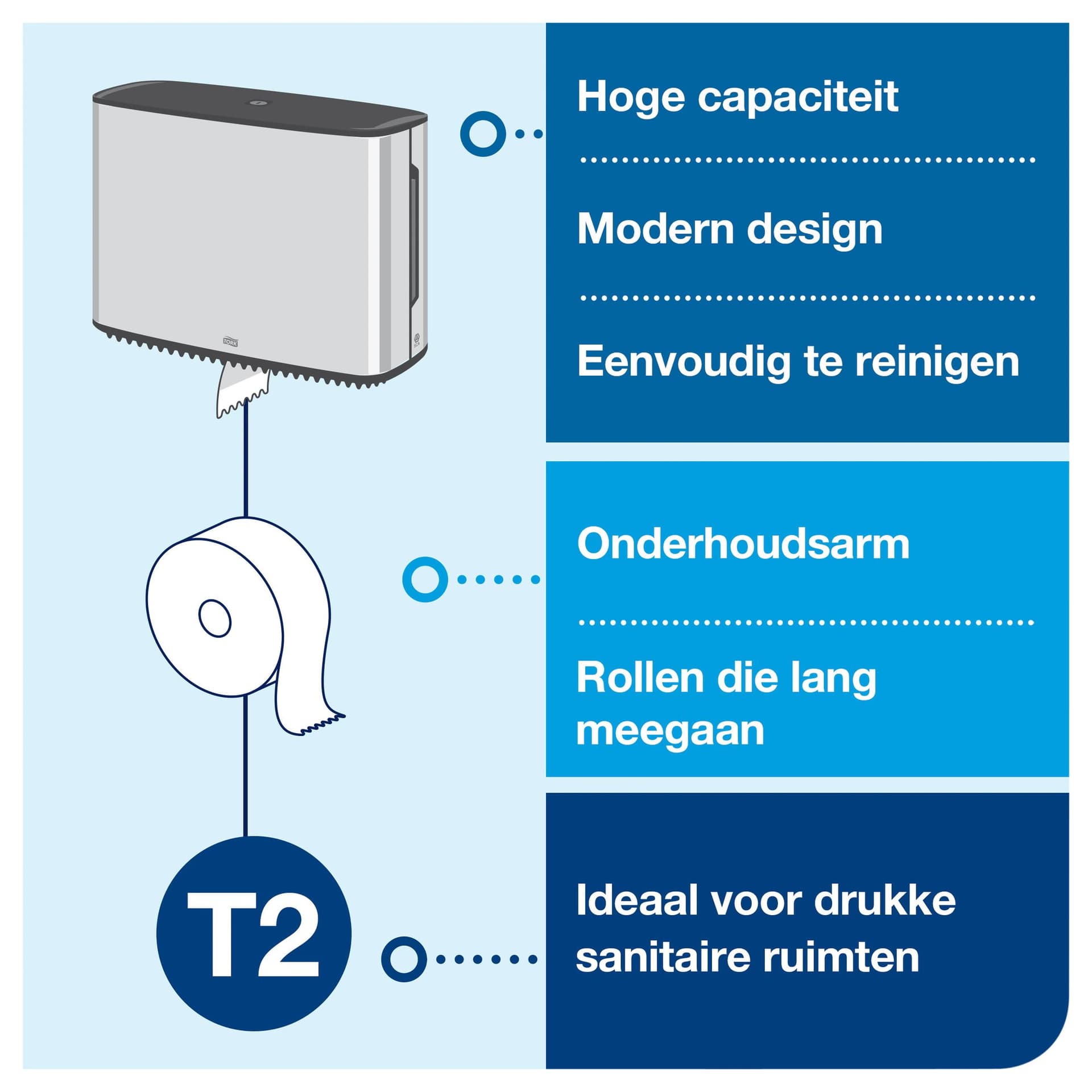 Toiletpapierdispenser Tork T2 Image Line jumbo klein zilver 460006 5