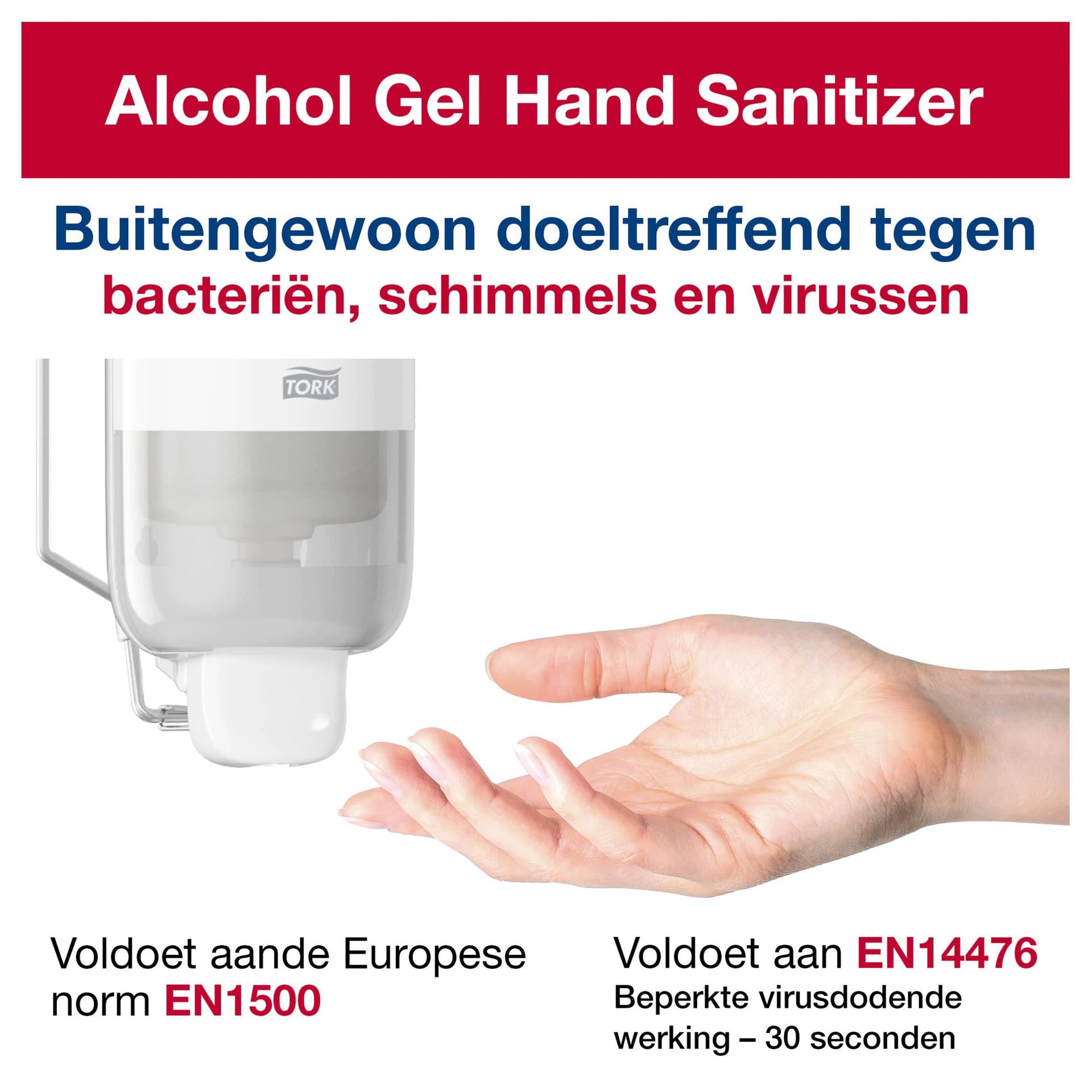 Handdesinfectie Tork S1 Premium alcoholgel ongeparfumeerd 1000 ml 420103 6
