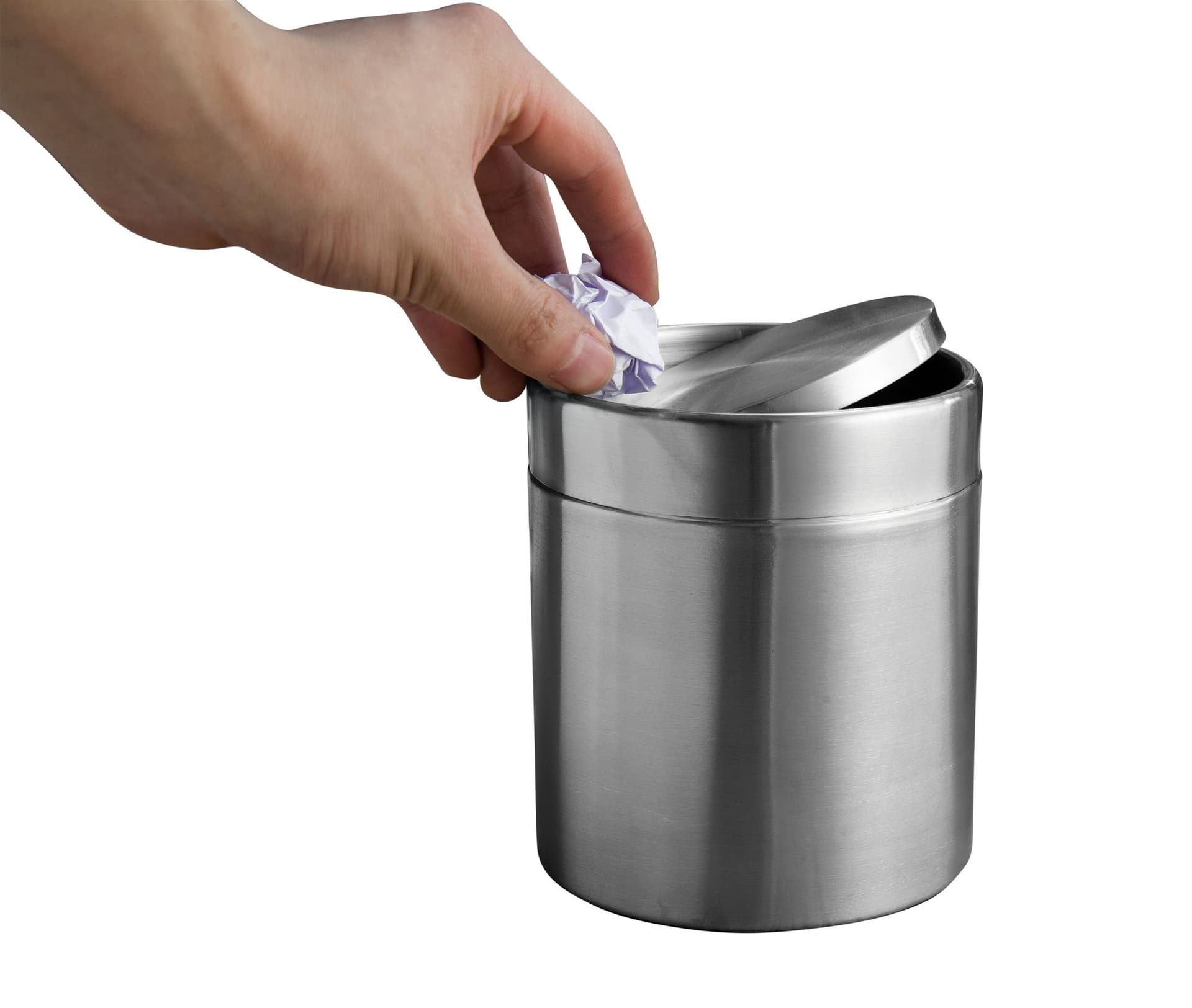 Afvalbak EKO Fandy tafelmodel met swingdeksel 1,5 liter rvs 3
