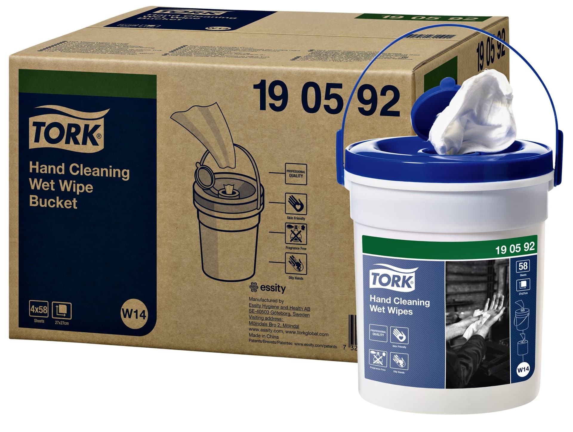 Handreinigingsdoek Tork W14 Premium emmer 1-laags 58 vel wit 190592 2