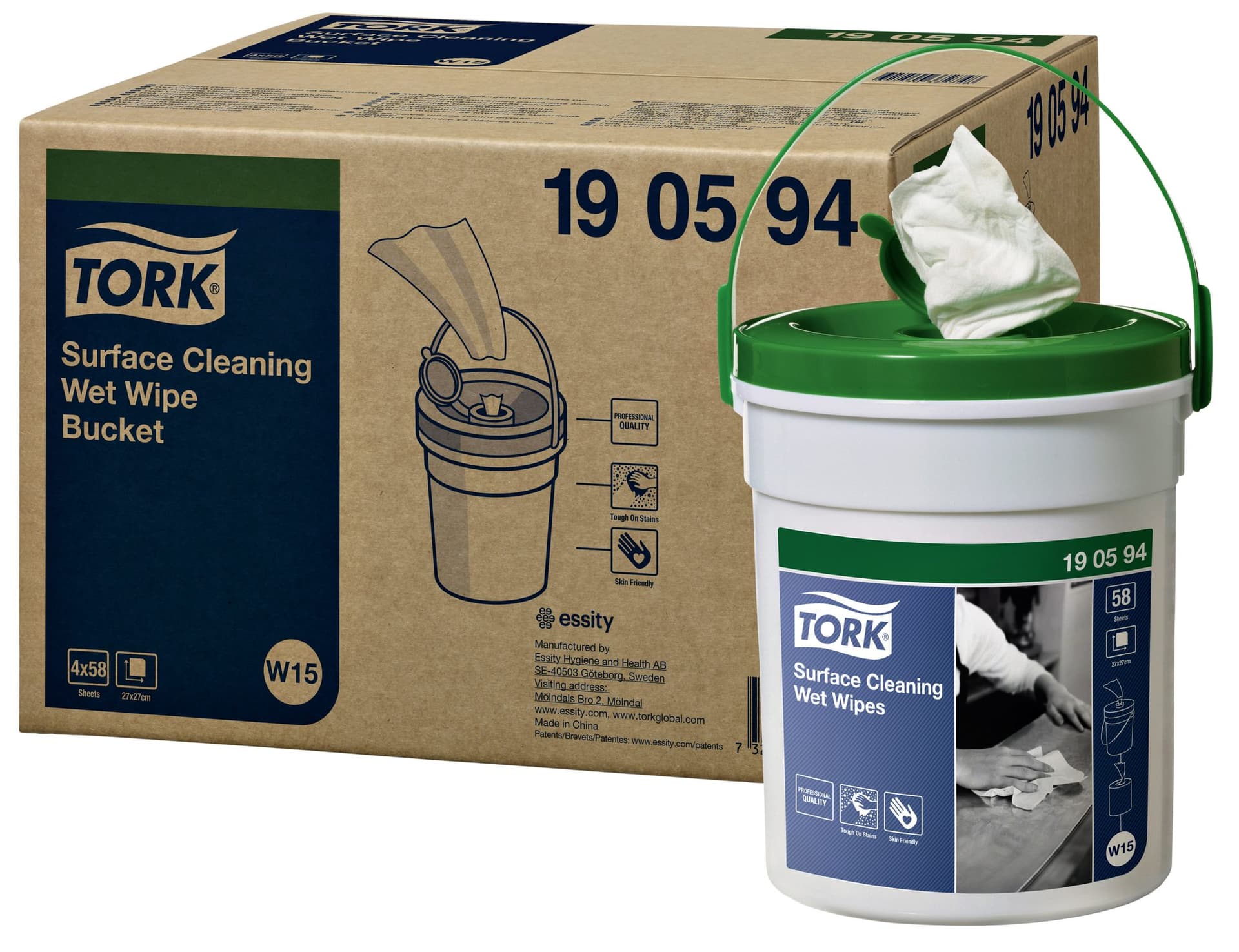 Reinigingsdoek Tork W15 Premium emmer 1-laags 58 vel wit 190594 2