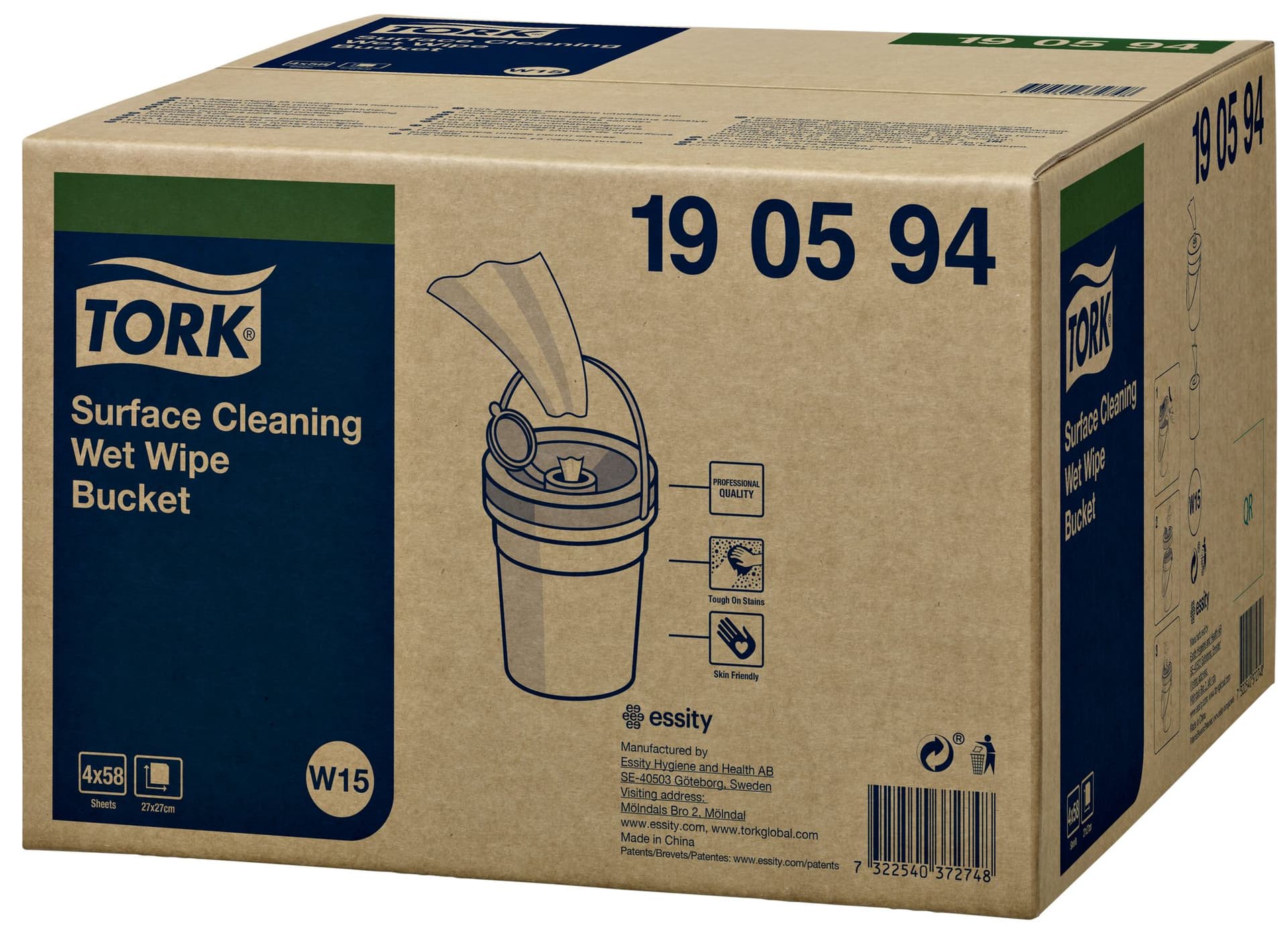 Reinigingsdoek Tork W15 Premium emmer 1-laags 58 vel wit 190594 3