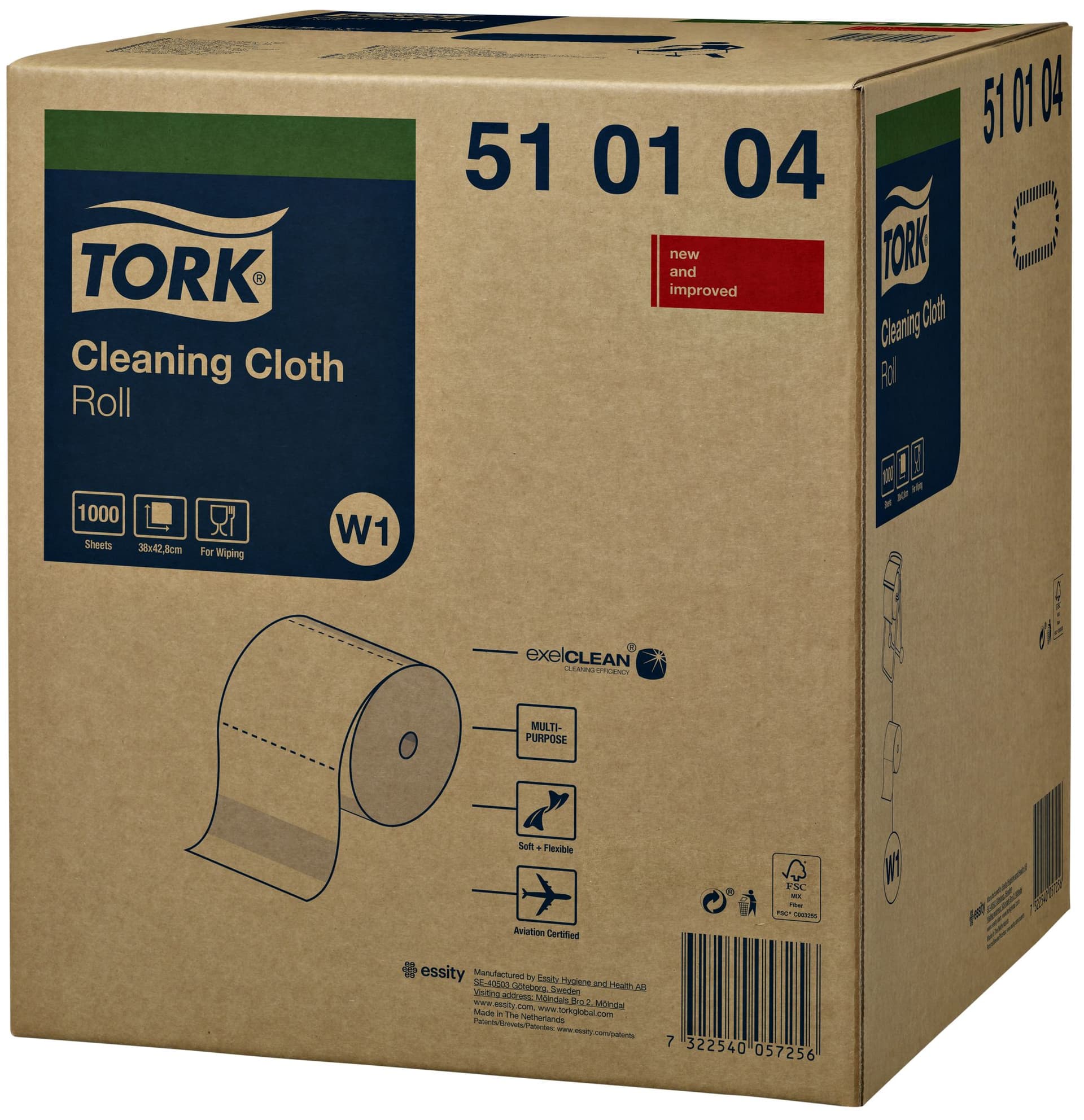 Reinigingsdoek Tork W1 Premium 1-laags 380m wit 510104 3
