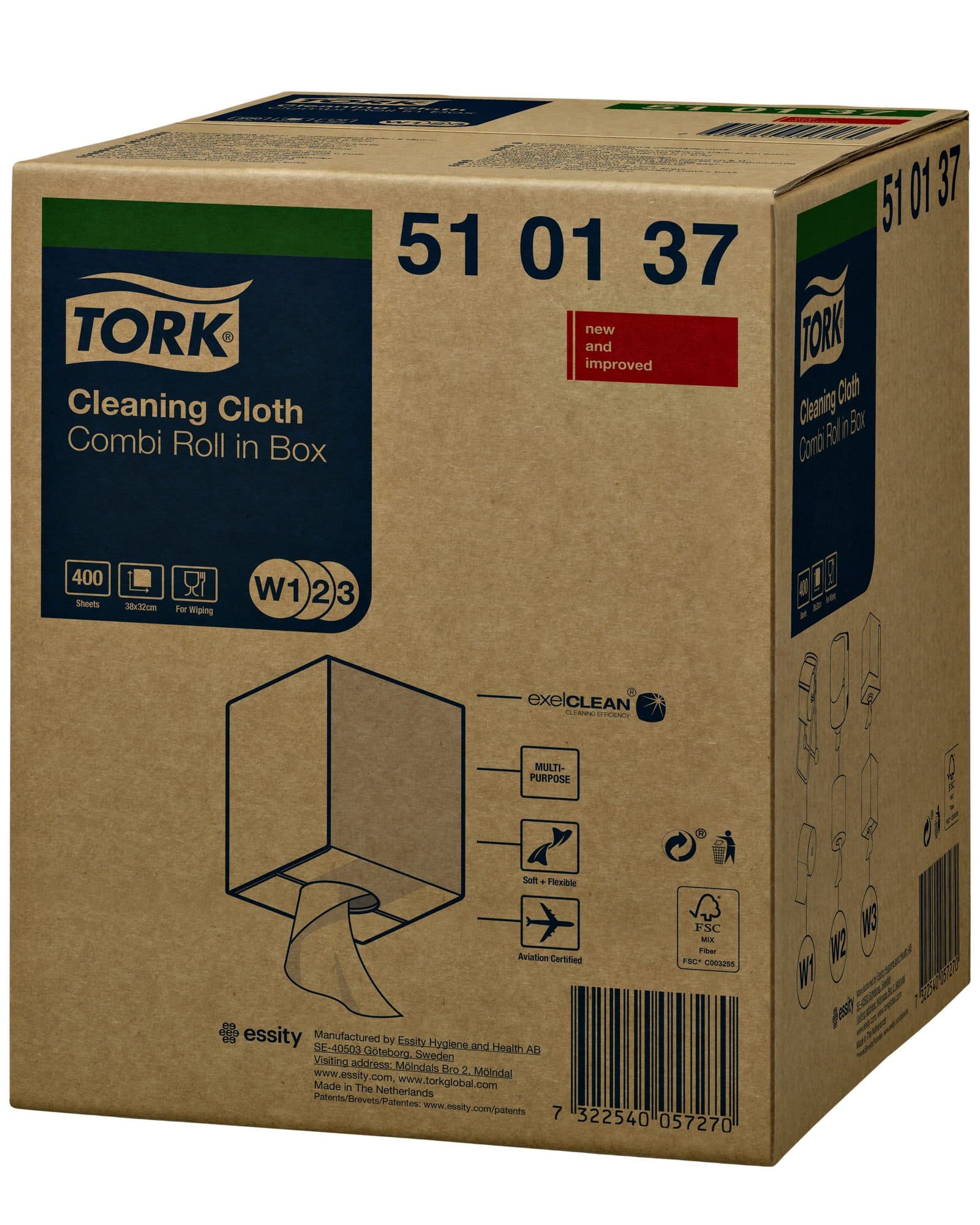 Reinigingsdoek Tork W2 Premium 1-laags 152m wit 510137 3