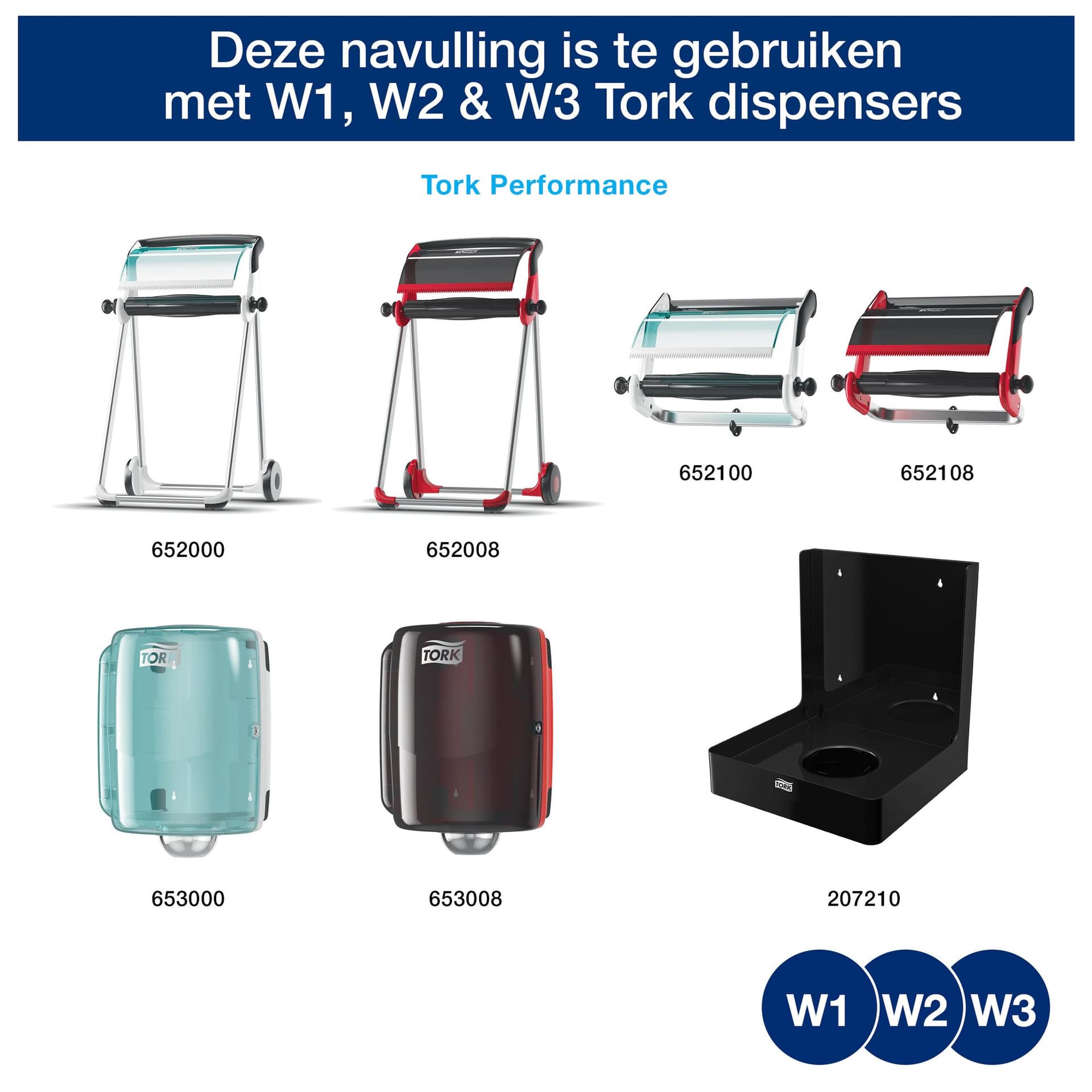 Reinigingsdoek Tork W1-W2-W3 Premium Heavy-Duty 1-laags 280 vel blauw 530237 3