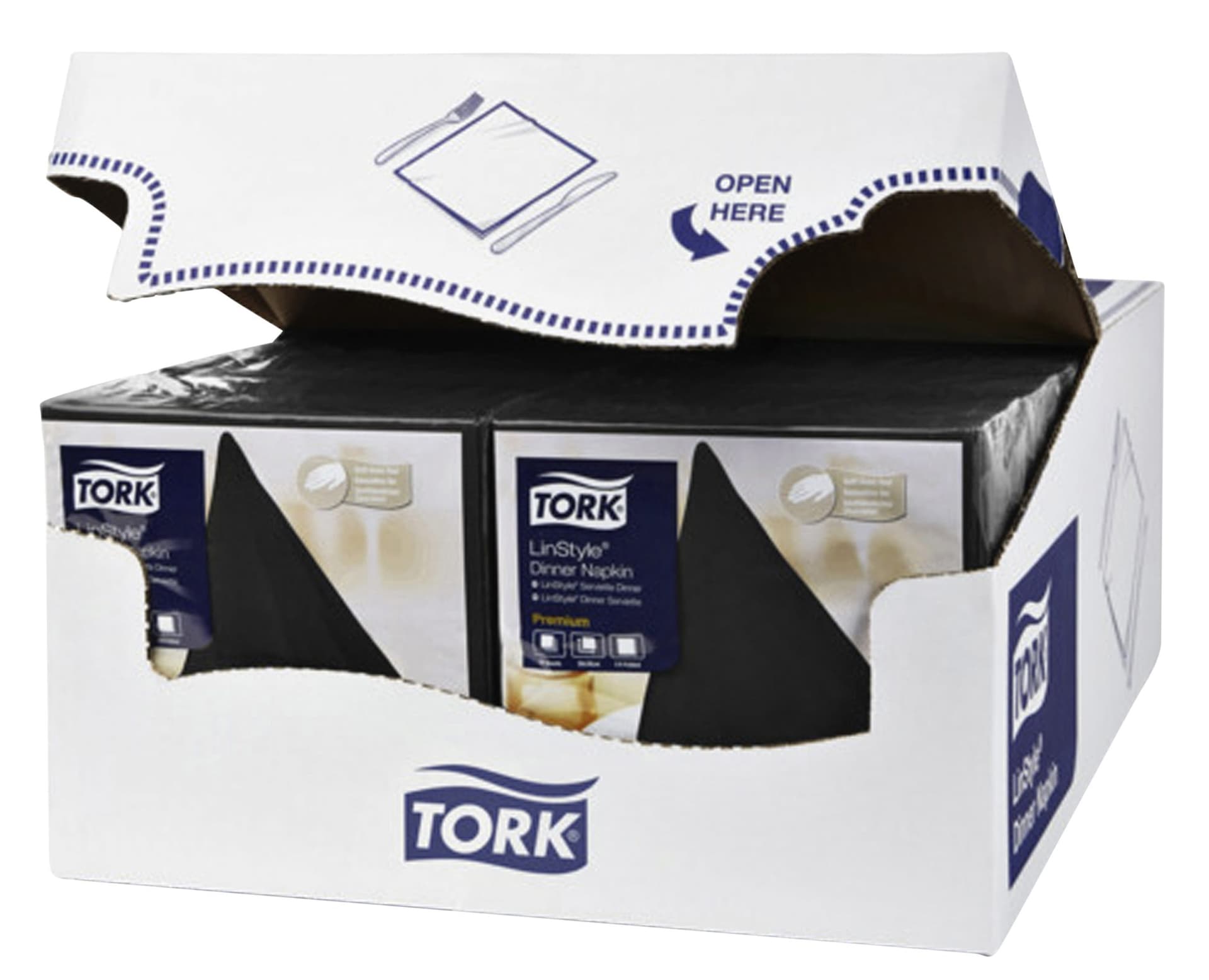 Dinerservet Tork Linstyle Premium 1/4 vouw 1-laags 390x390mm 50 vel zwart 478726 2