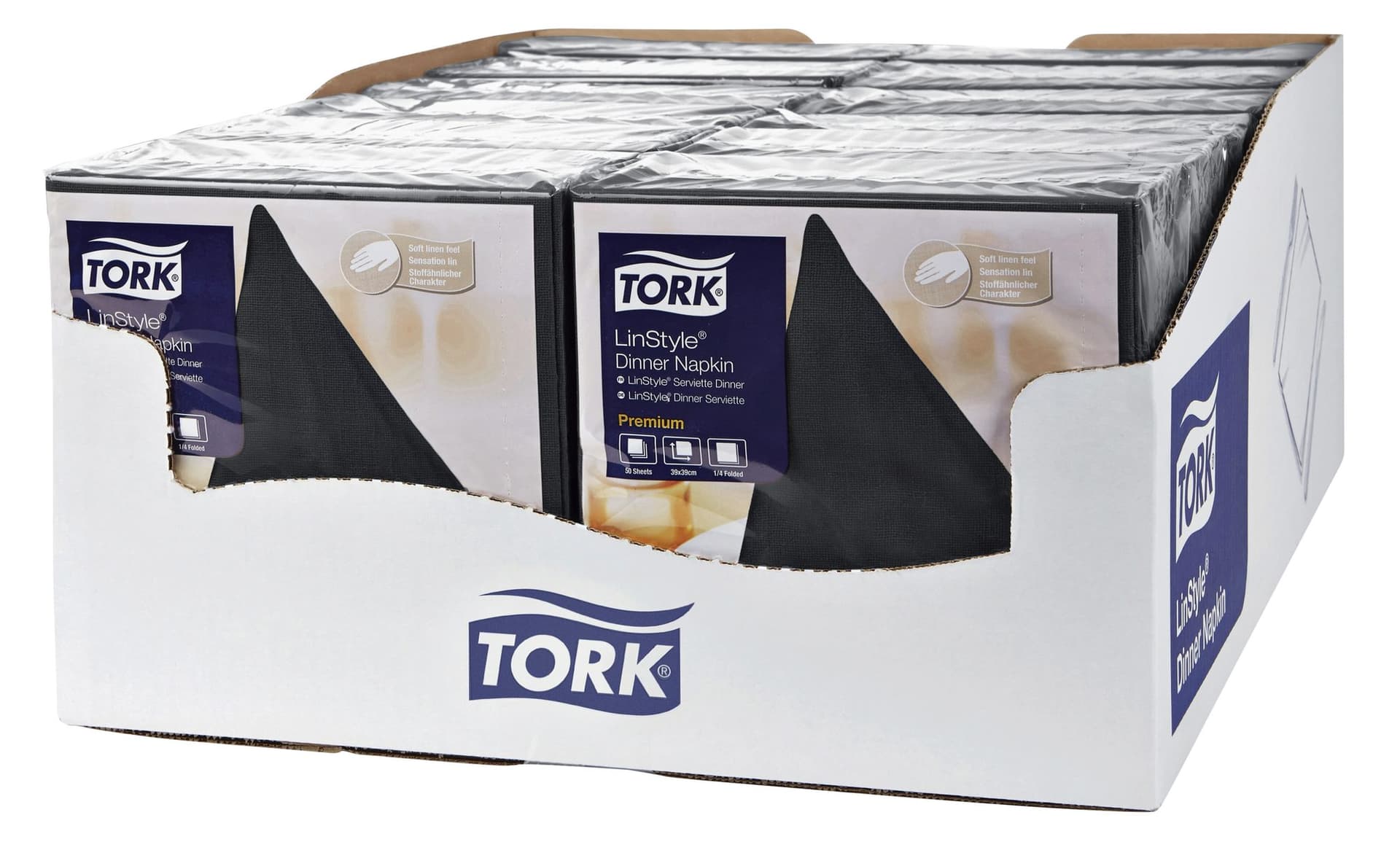 Dinerservet Tork Linstyle Premium 1/4 vouw 1-laags 390x390mm 50 vel zwart 478726 3