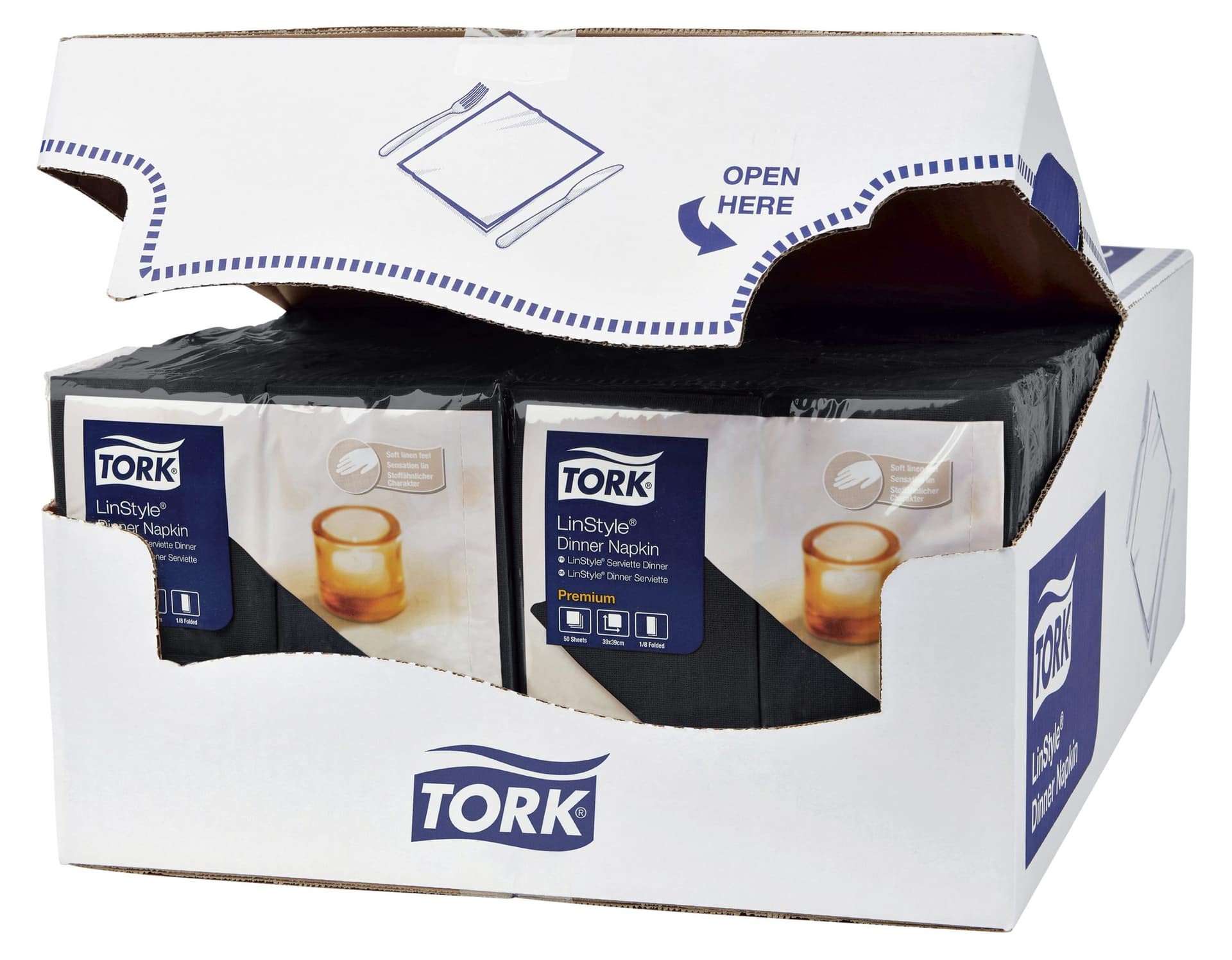 Dinerservet Tork Linstyle Premium 1/8 vouw 1-laags 390x390mm 50 vel zwart 478151 2