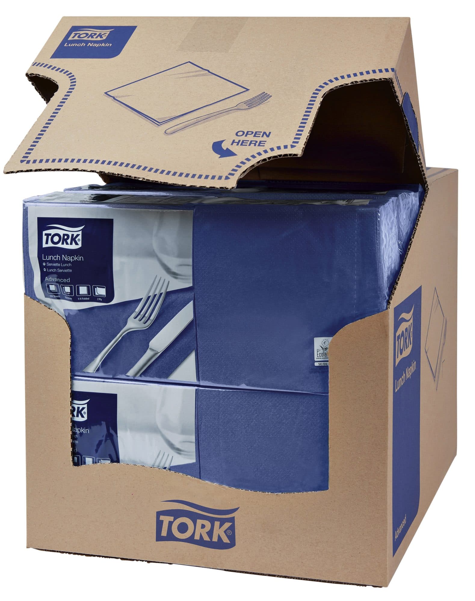 Lunchservet Tork Advanced 1/4 vouw 2-laags 328x325mm 200 vel donkerblauw 477215 2