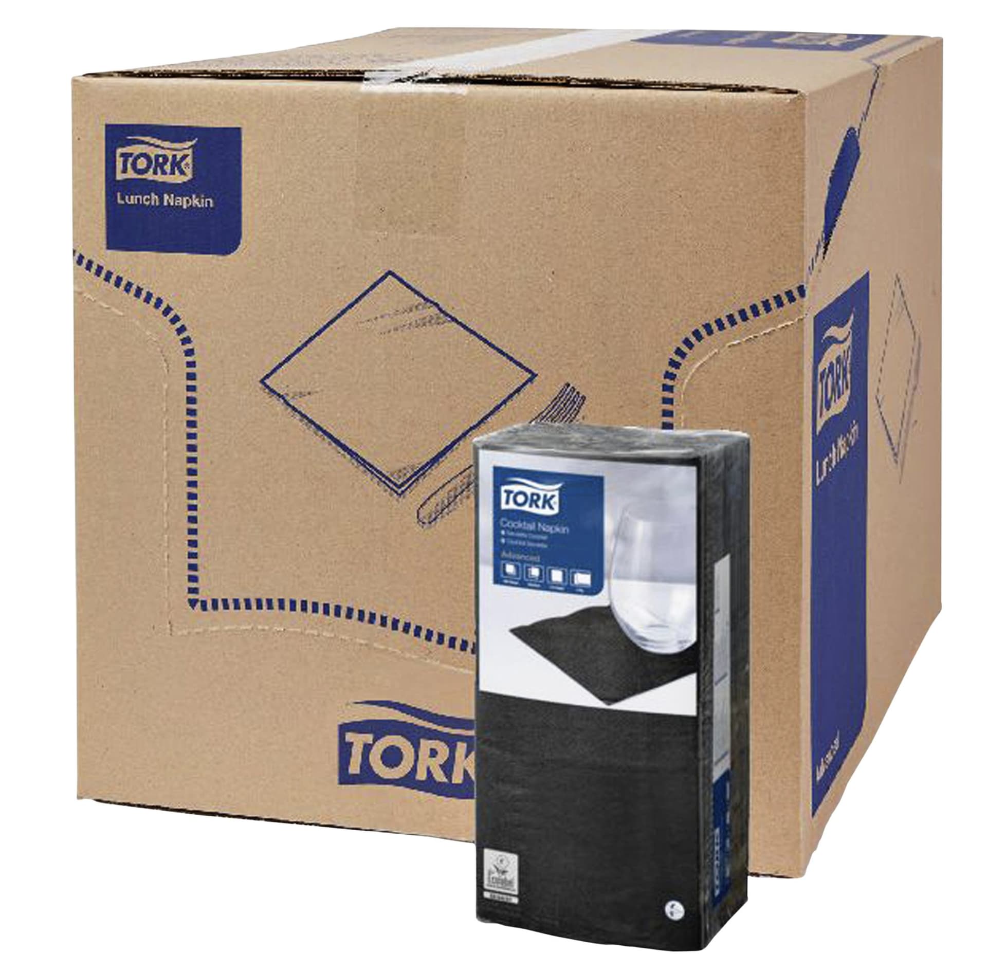 Cocktailservet Tork Advanced 1/4 vouw 2-laags 238x238mm 200 vel zwart 477829 2