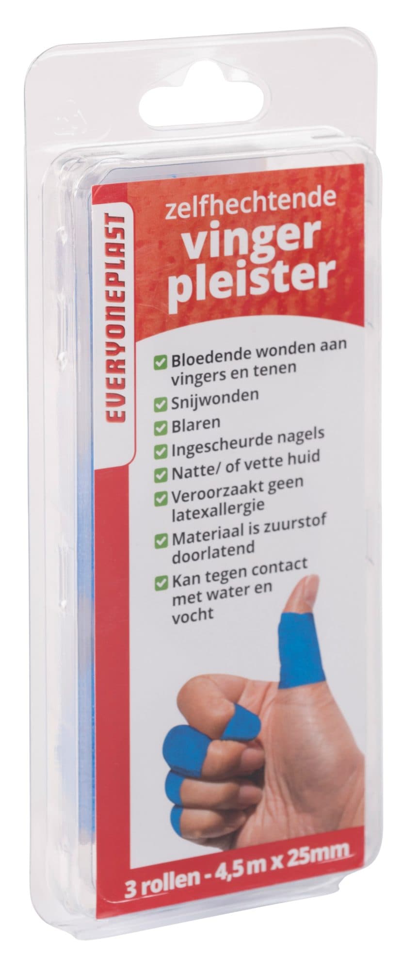 Vingerpleister Allglue zelfklevend op een rol 25mmx4.5m blauw 3 rollen