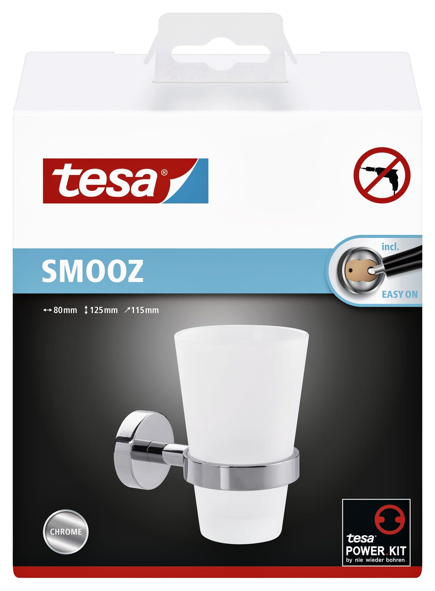 Bekerhouder tesa® Smooz hoogglans verchroomd metaal zelfklevend 2