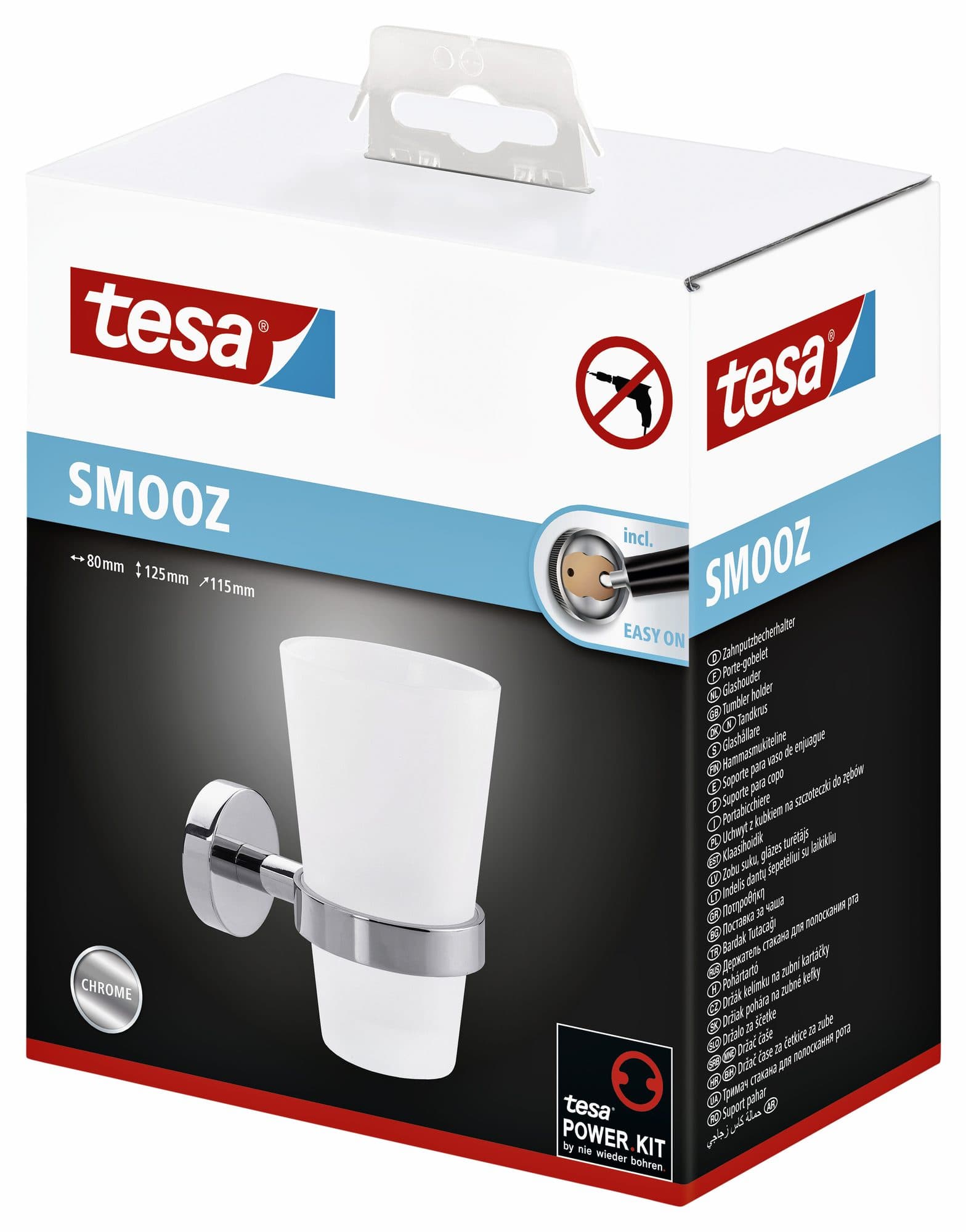 Bekerhouder tesa® Smooz hoogglans verchroomd metaal zelfklevend 3