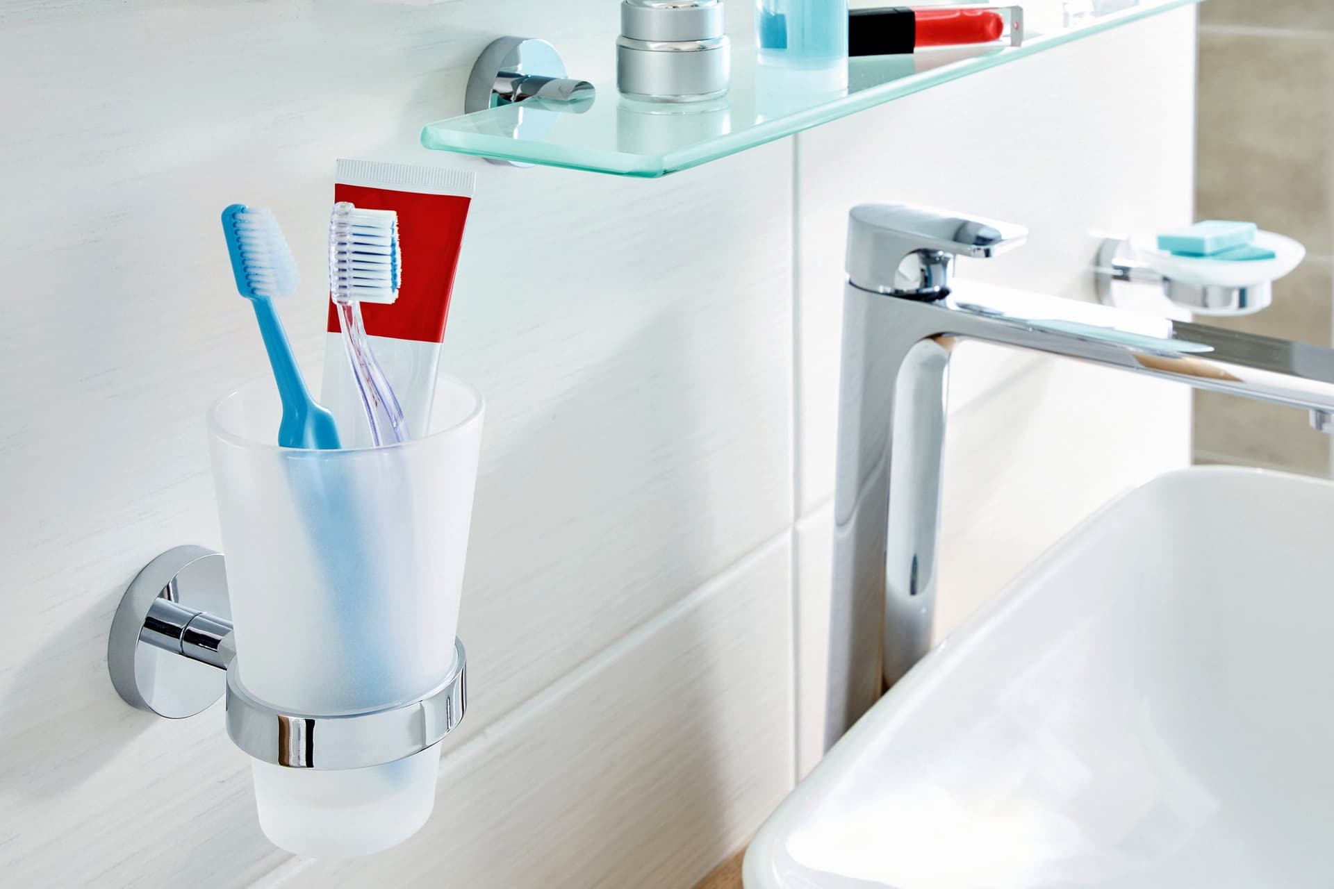 Bekerhouder tesa® Smooz hoogglans verchroomd metaal zelfklevend 5