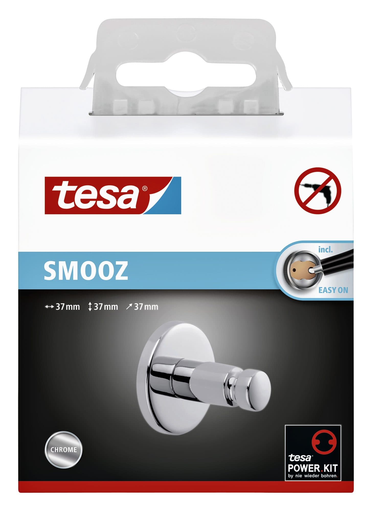 Handdoekhaak tesa® Smooz hoogglans verchroomd metaal zelfklevend 2