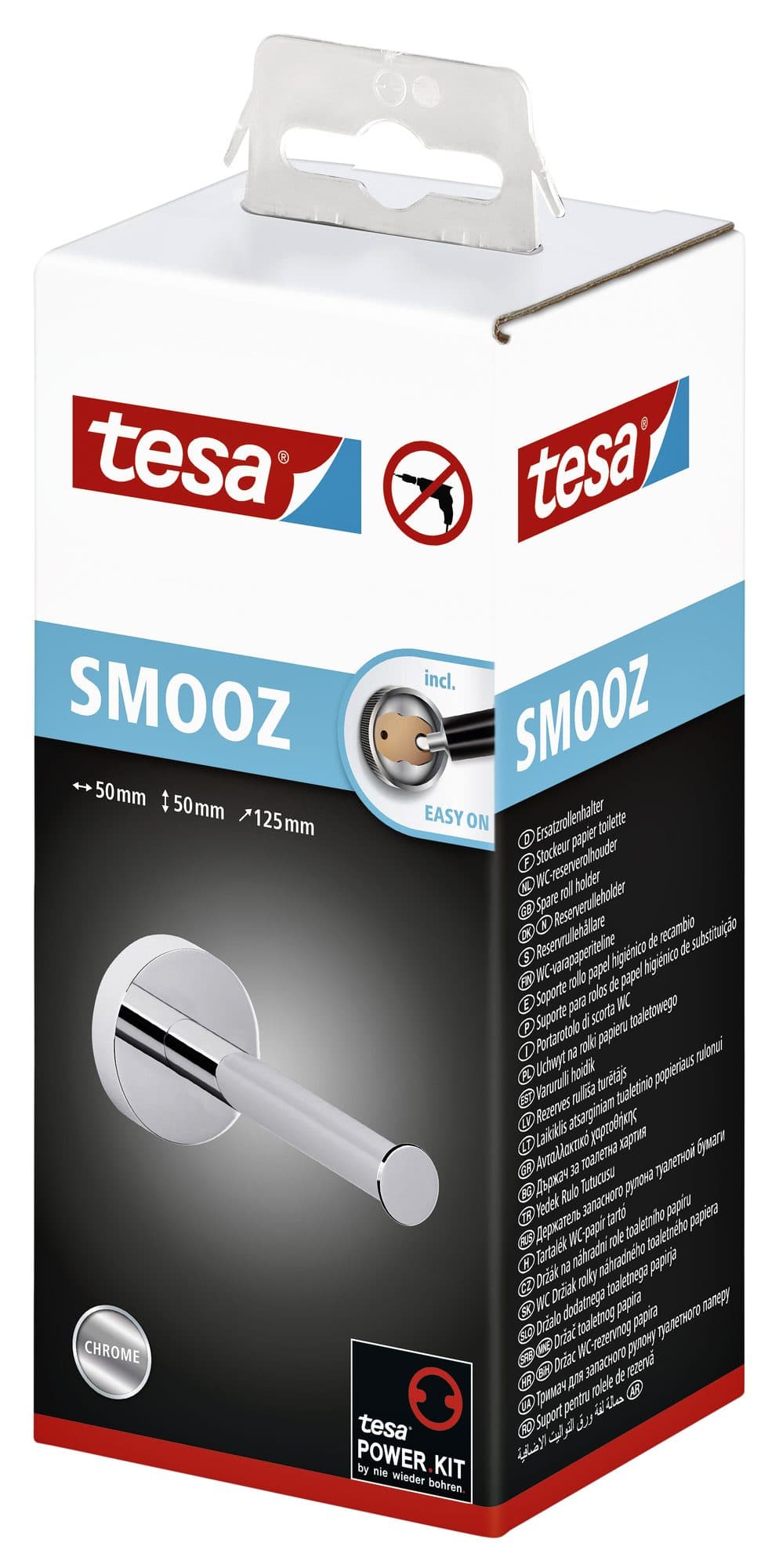 Reserverolhouder tesa® Smooz hoogglans verchroomd metaal zelfklevend 3