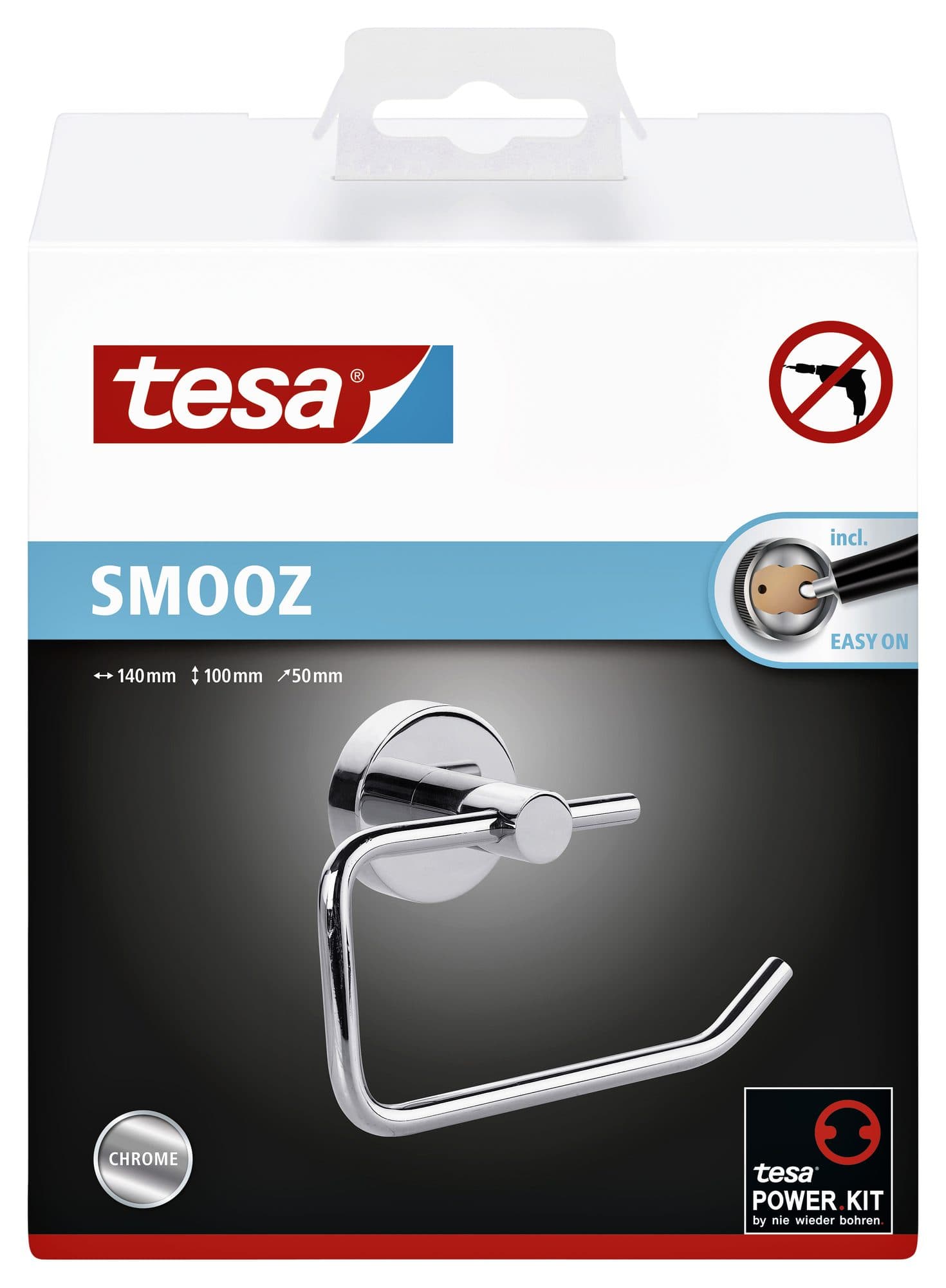 Toiletrolhouder tesa® Smooz hoogglans verchroomd metaal zelfklevend 2