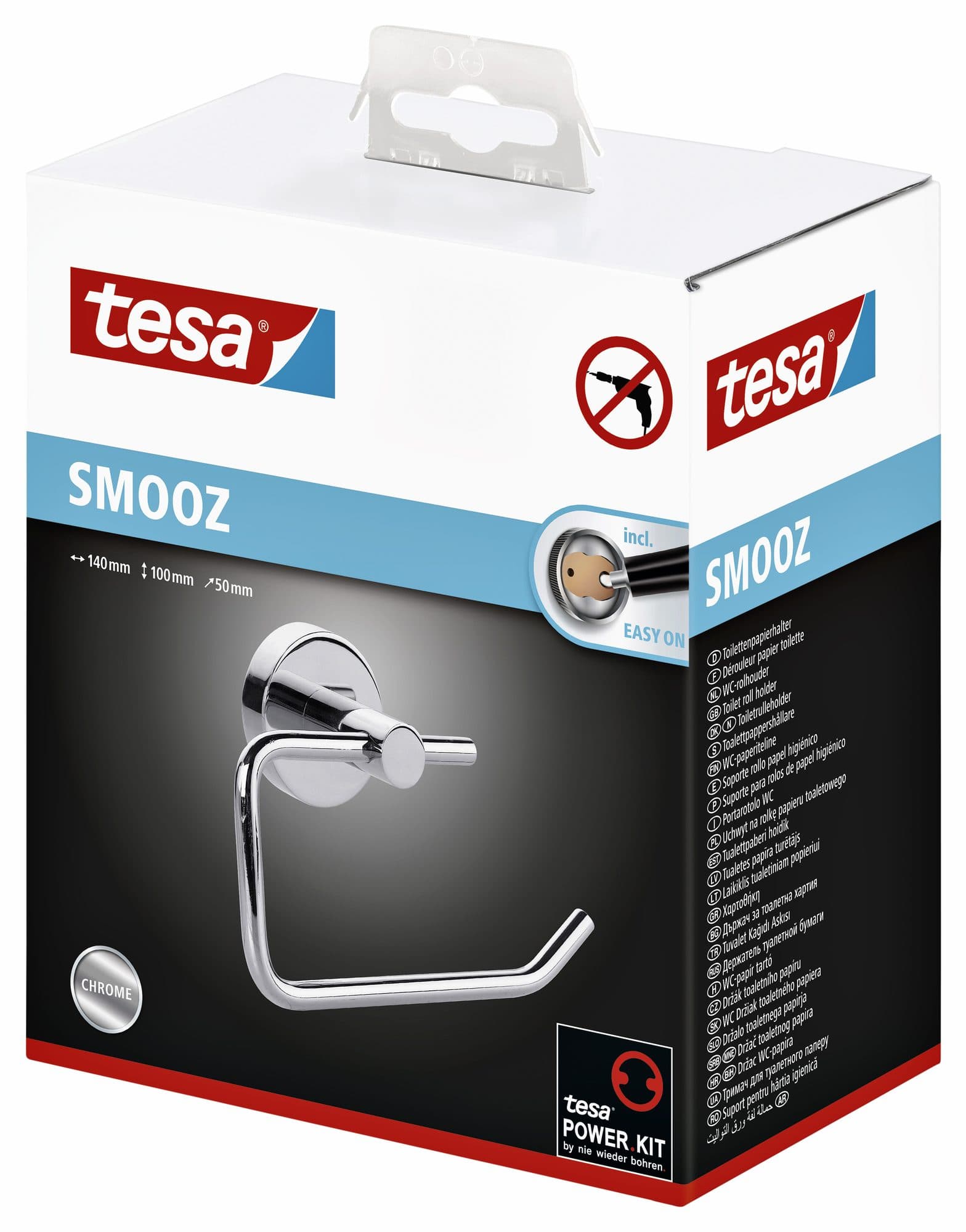 Toiletrolhouder tesa® Smooz hoogglans verchroomd metaal zelfklevend 3