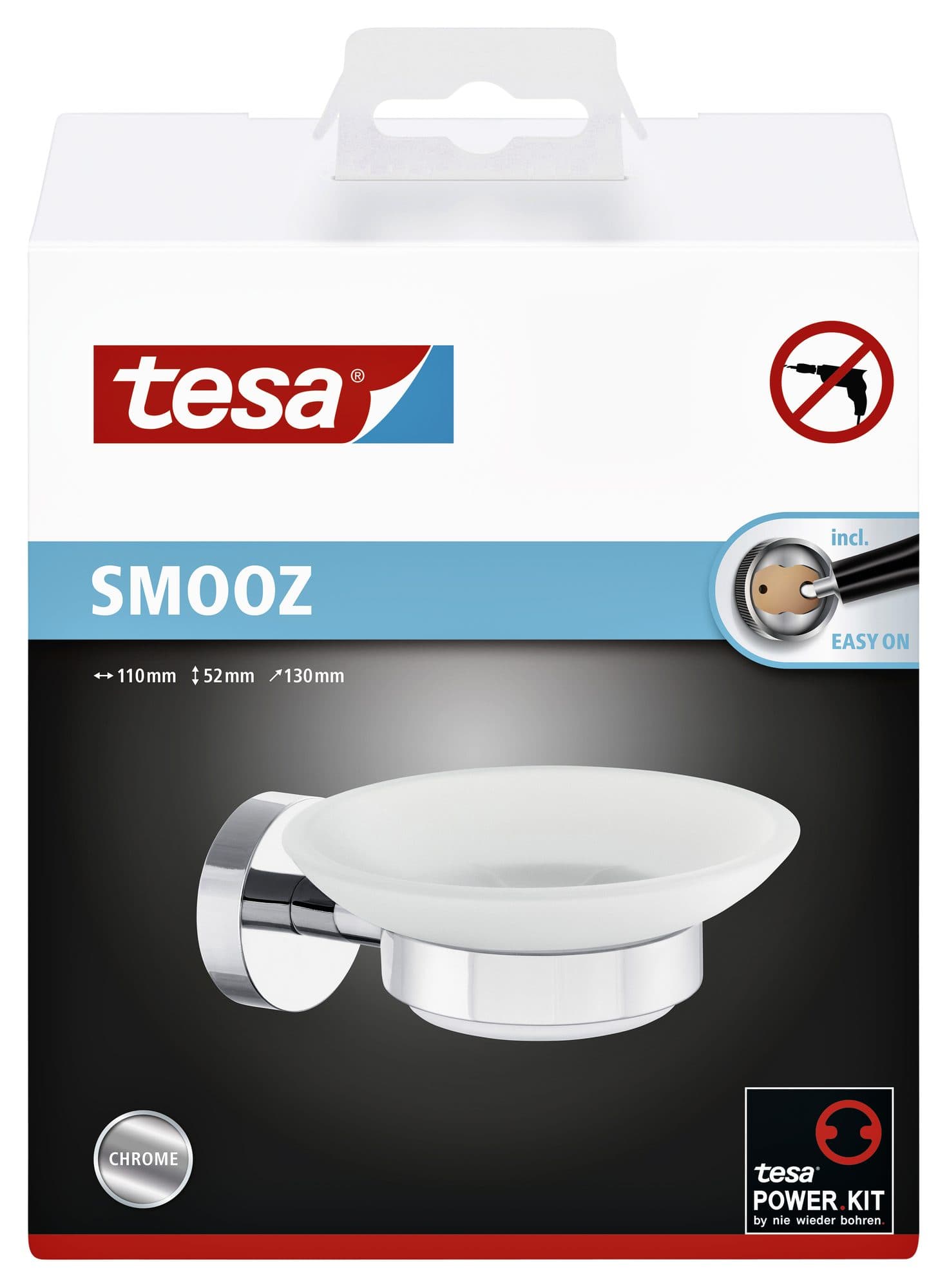 Zeephouder tesa® Smooz hoogglans verchroomd metaal zelfklevend 2