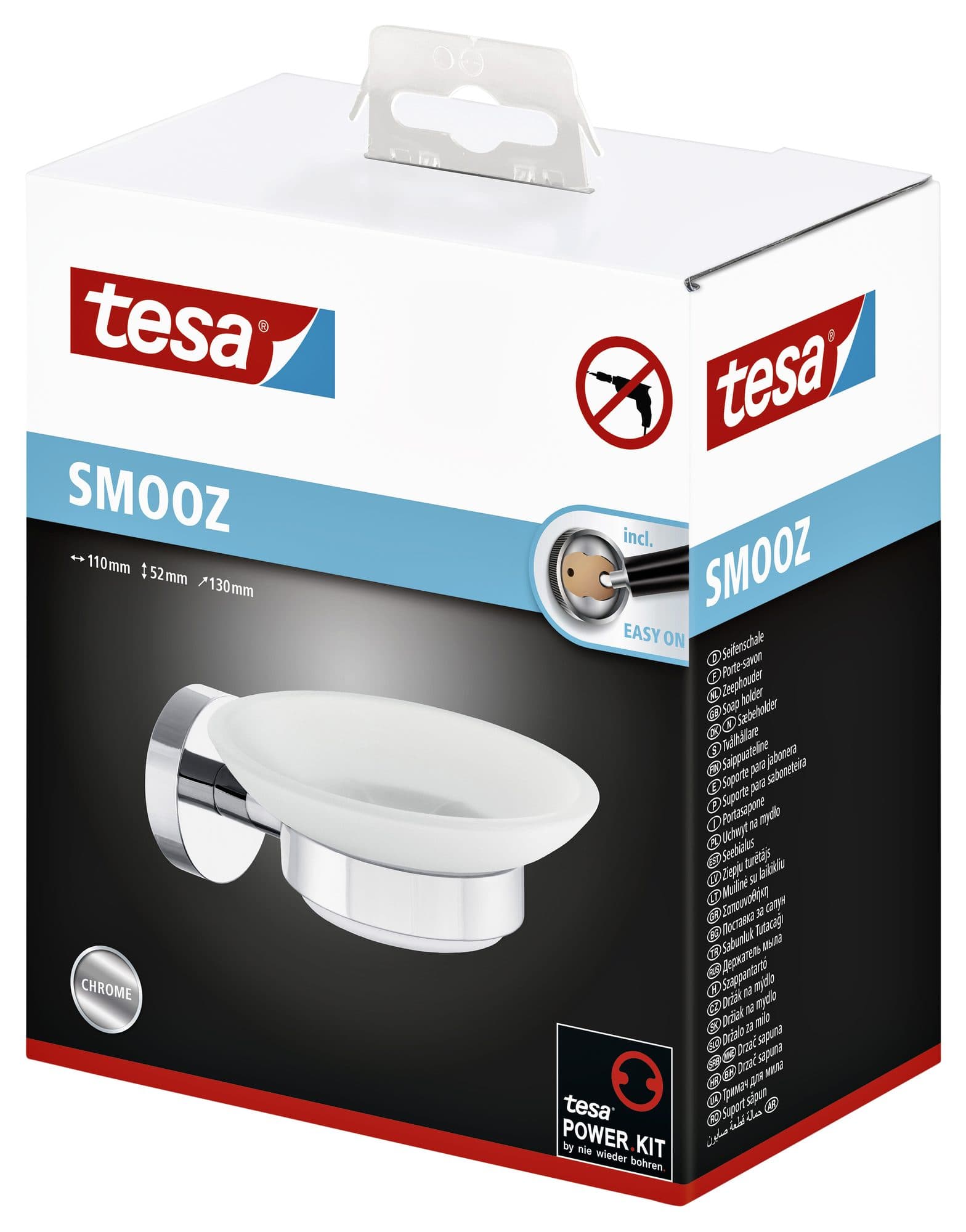 Zeephouder tesa® Smooz hoogglans verchroomd metaal zelfklevend 3