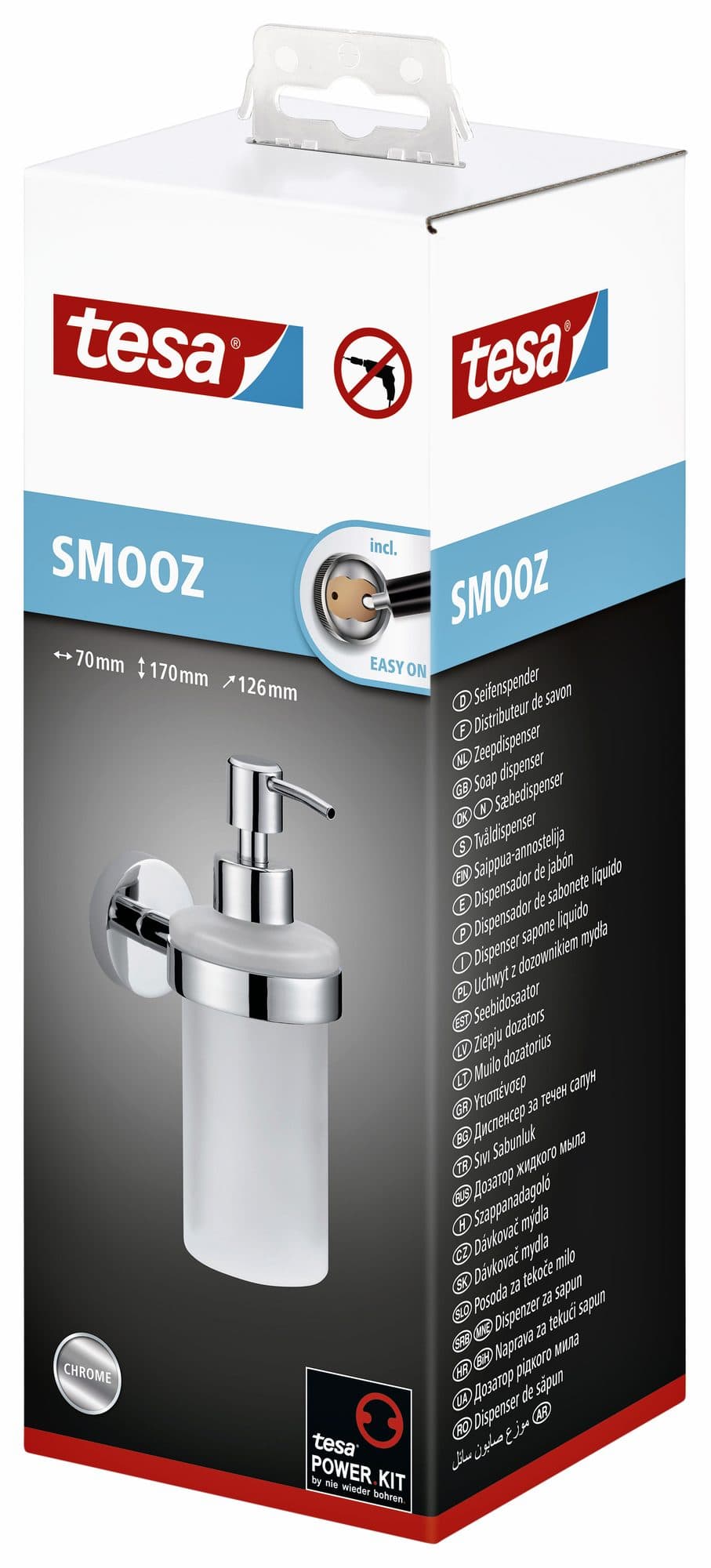 Zeeppomp tesa® Smooz hoogglans verchroomd metaal zelfklevend 3