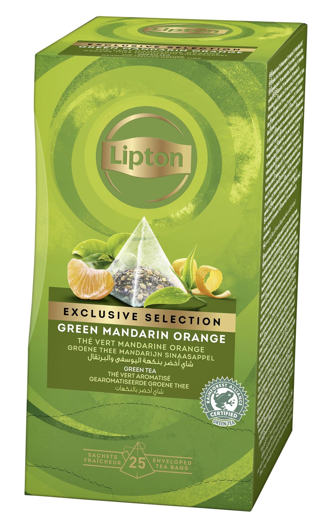 Thee Lipton Exclusive groene thee mandarijn sinaasappel 25 pramidezakjesx2gr 2
