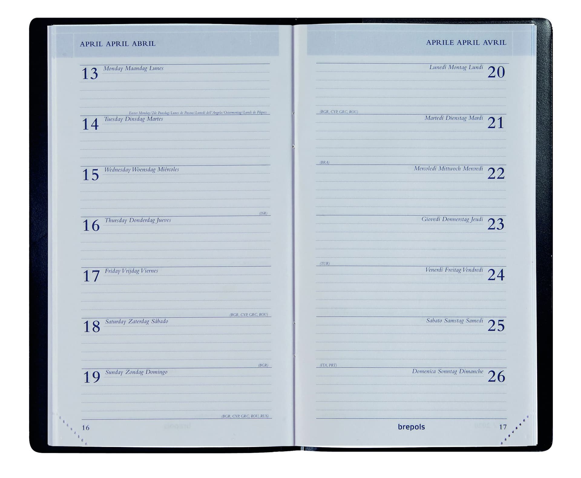 Agenda 2027 Brepols Breplan Genova 7dagen/1pagina zwart 2