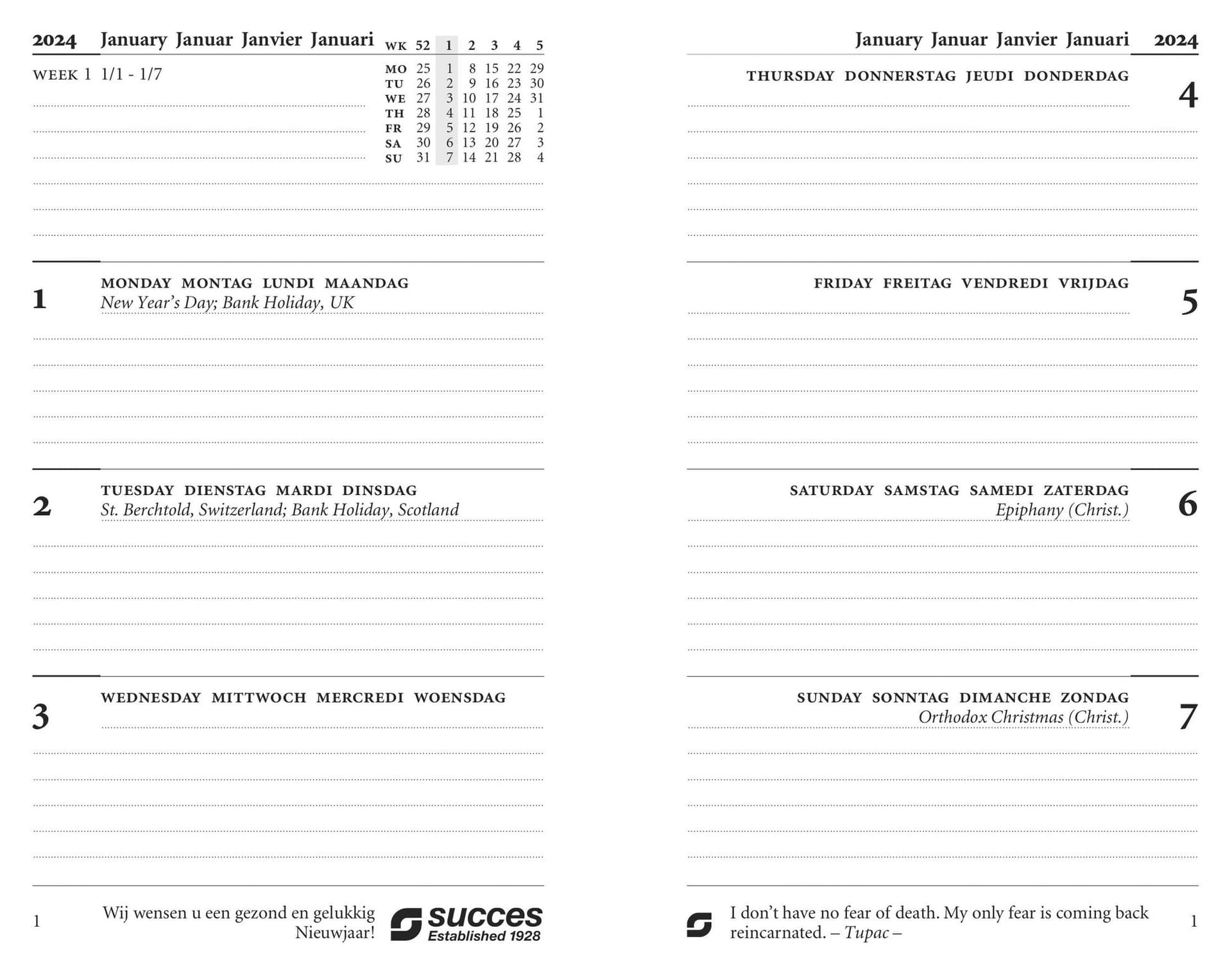 Calendarium 2027 Succes Senior 7 dagen/2pagina's 2