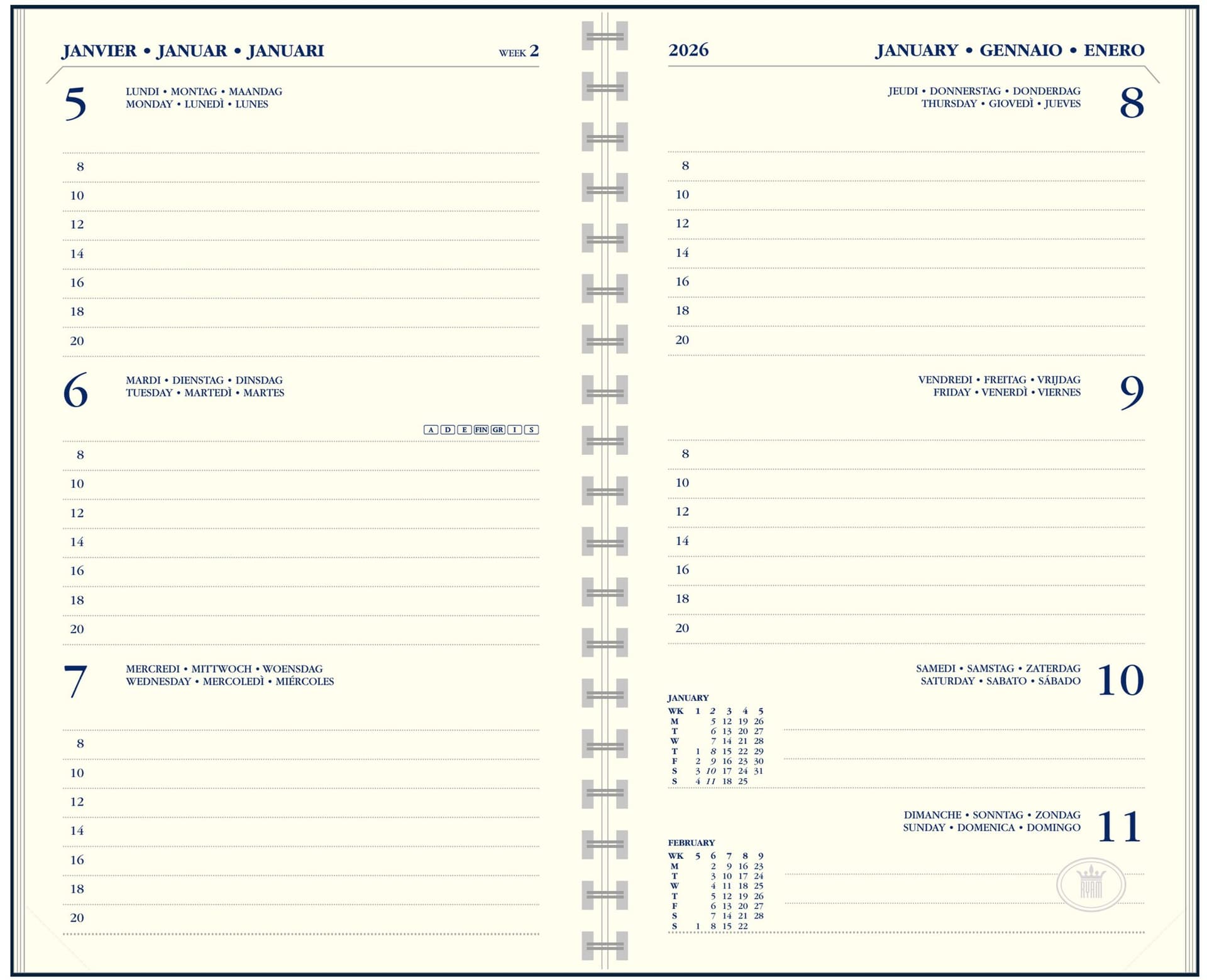 Agenda 2027 Ryam Memoplan 7 Suprema 7dagen/2pagina's ringplastic assorti 4