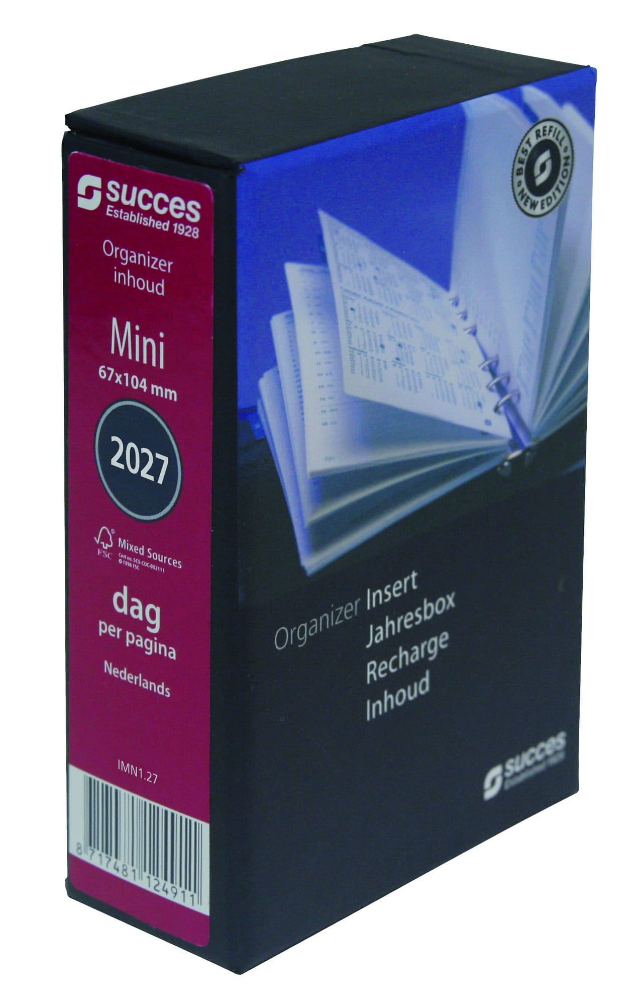 Agendavulling 2027 Succes Mini 1dag/1pagina