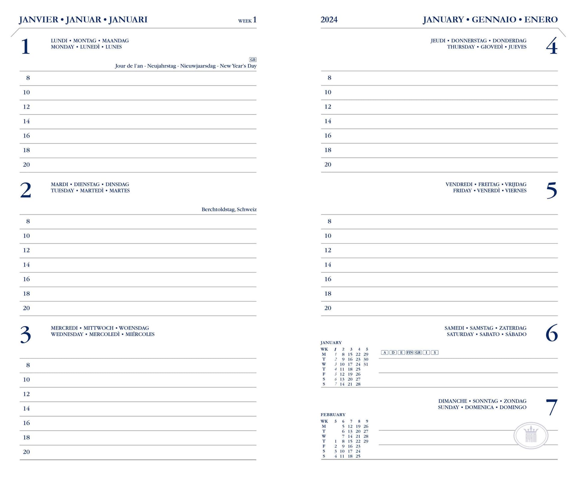 Agenda 2027 Ryam Memoplan 7 Nappa 7dagen/2pagina's assorti 3