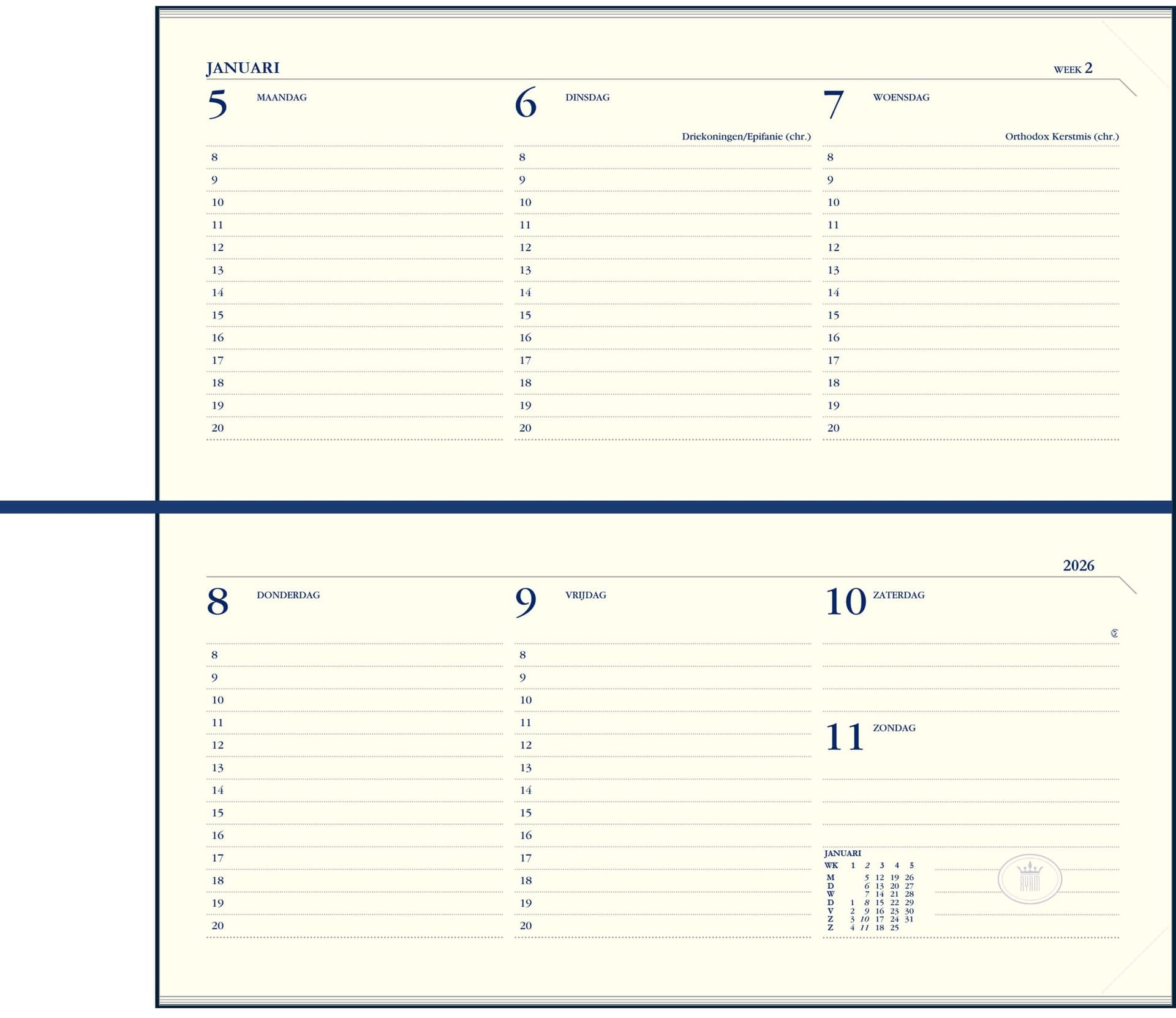 Agenda 2027 Ryam Memoplan 7 Nappa 7dagen/2pagina's landscape assorti 3