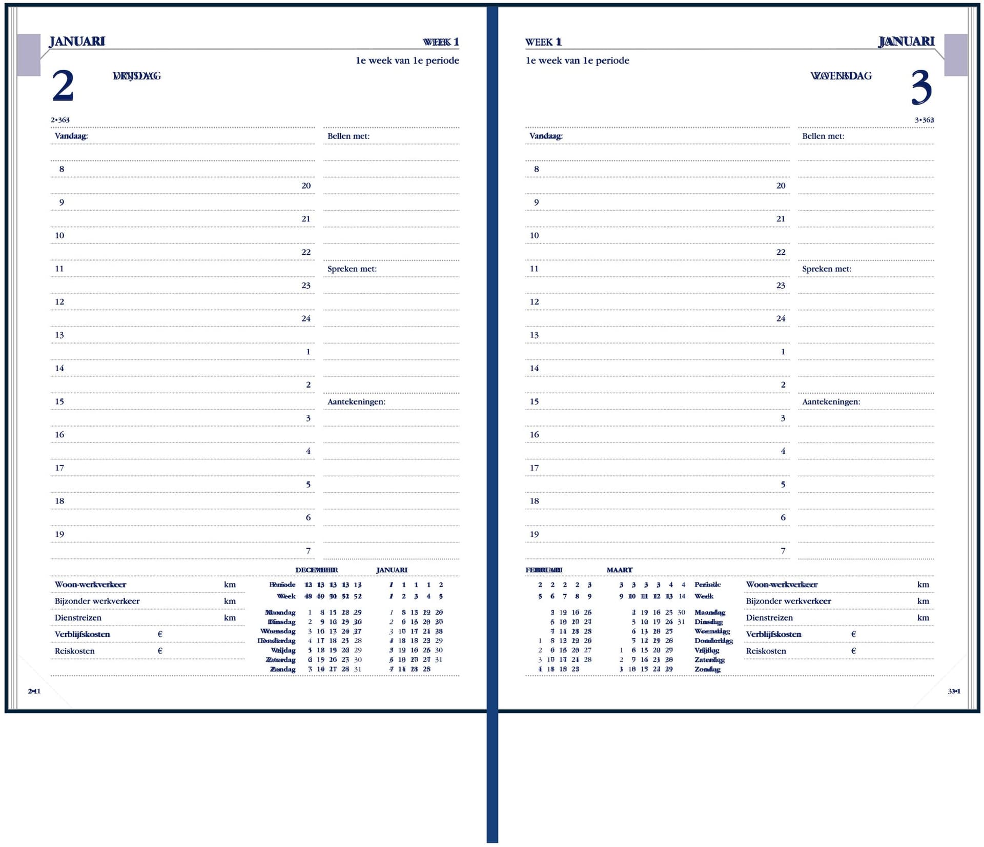 Agenda 2027 Ryam Twenty-four Mundior 1dag/1pagina blauw 2