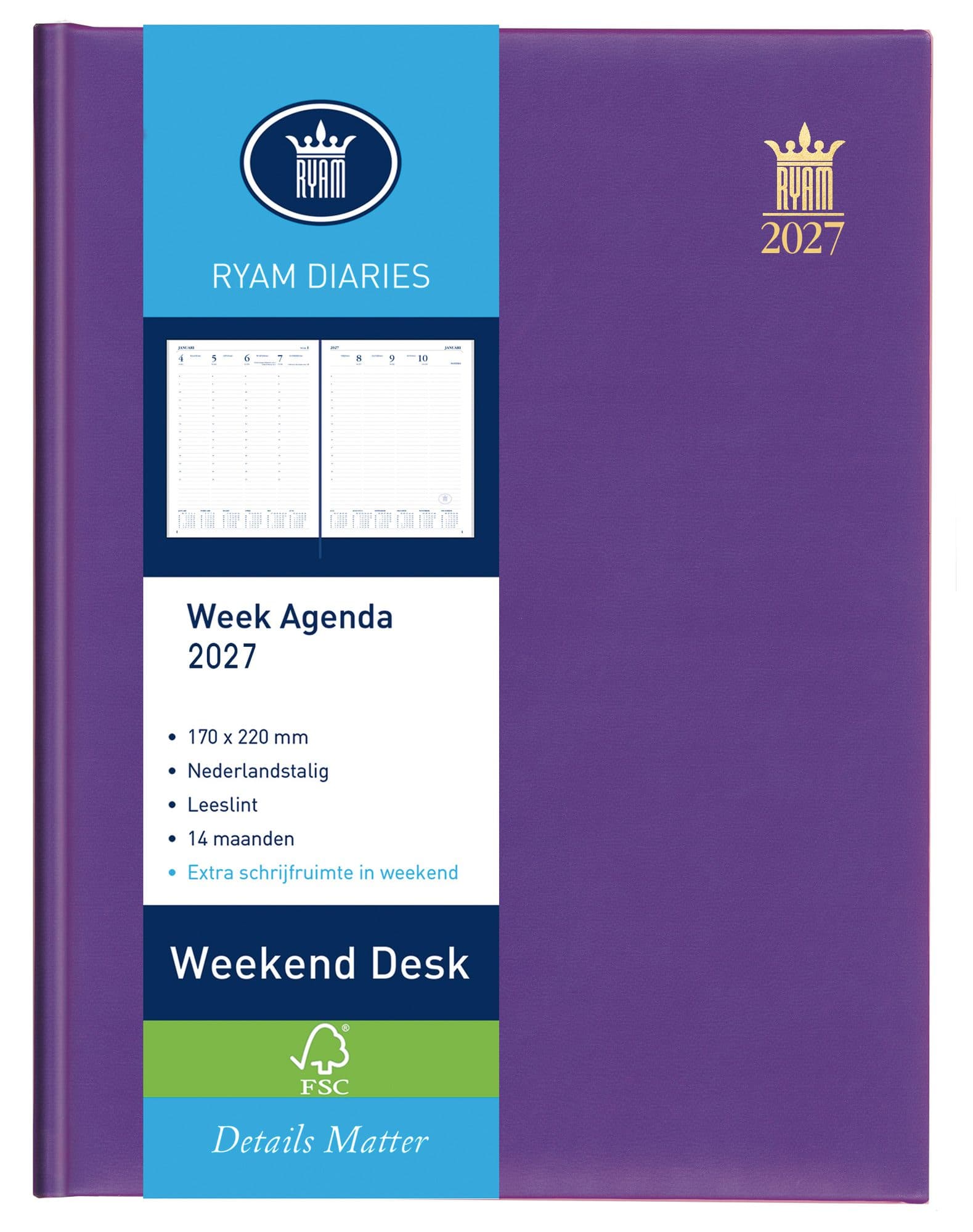 Agenda 2027 Ryam Weekplan Weekend Desk Lazio 7dagen/2pagina's assorti 2
