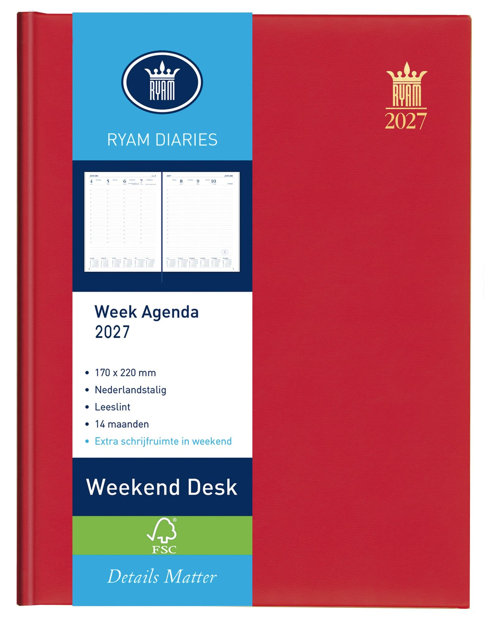Agenda 2027 Ryam Weekplan Weekend Desk Lazio 7dagen/2pagina's assorti 4