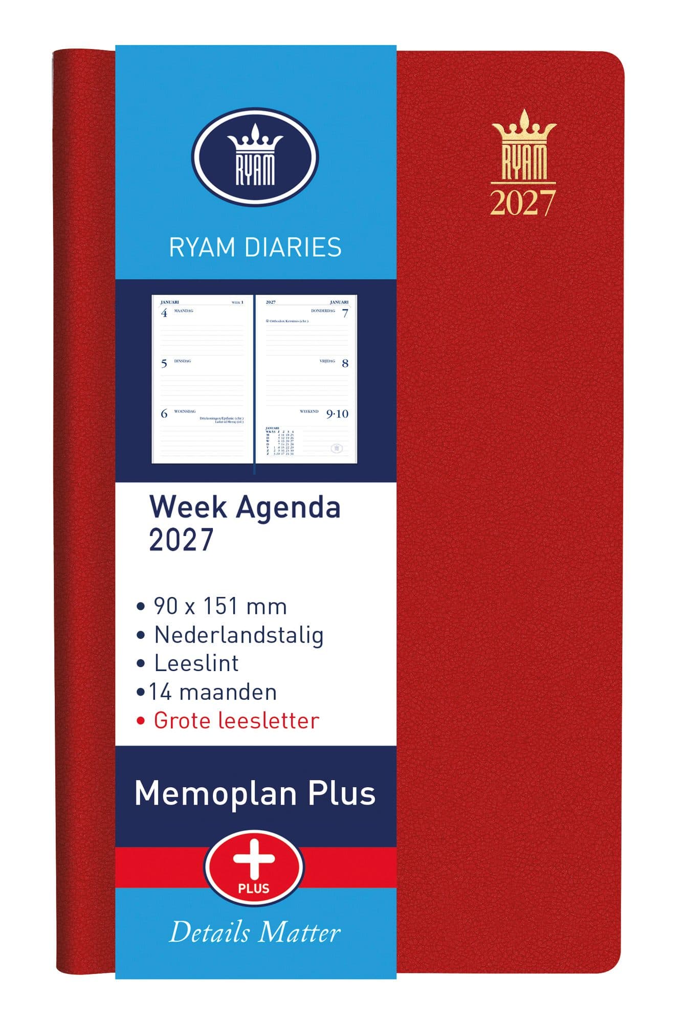 Agenda 2027 Ryam Memoplan 7 Plus Mundior 7dagen/2pagina's assorti 2