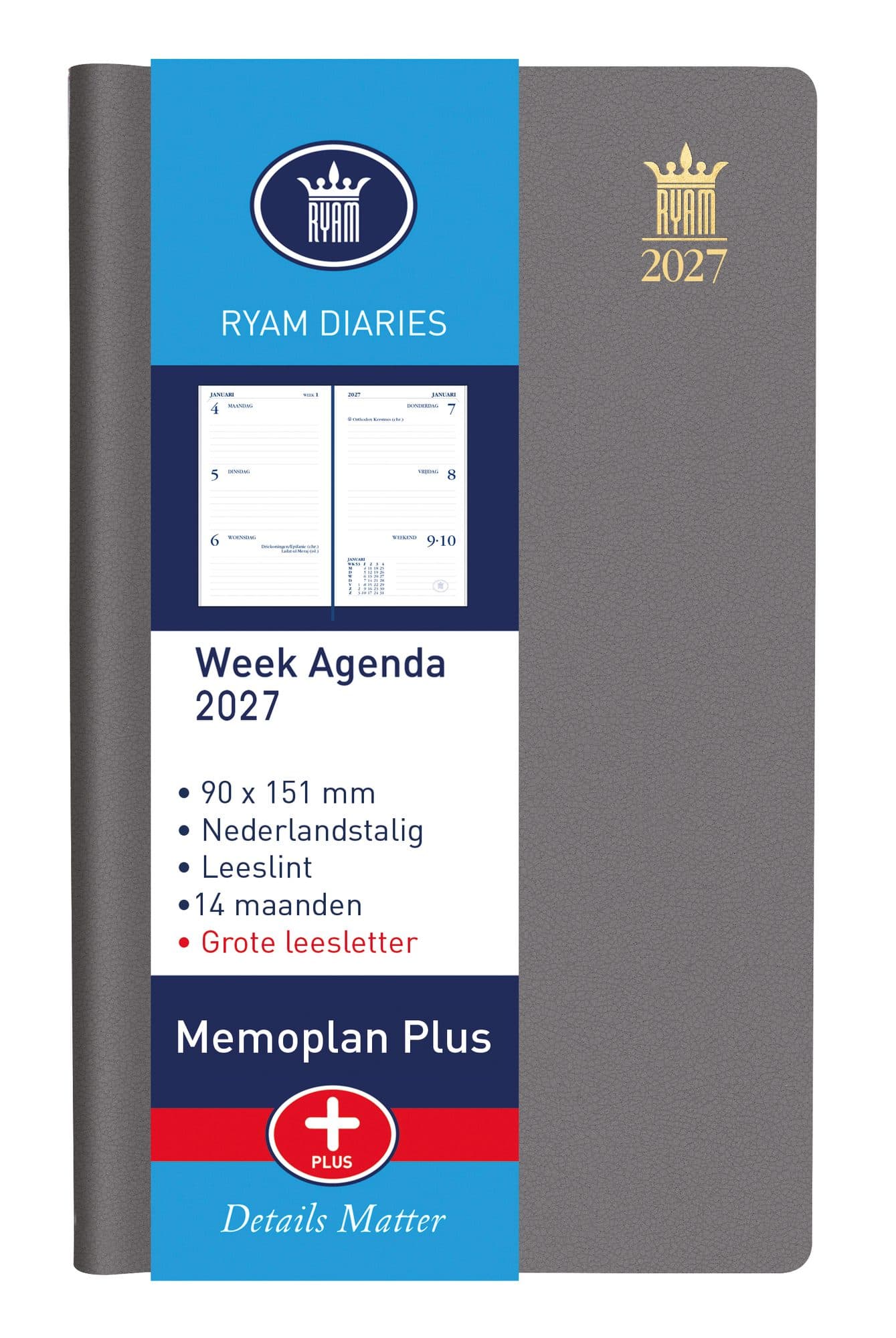 Agenda 2027 Ryam Memoplan 7 Plus Mundior 7dagen/2pagina's assorti 3