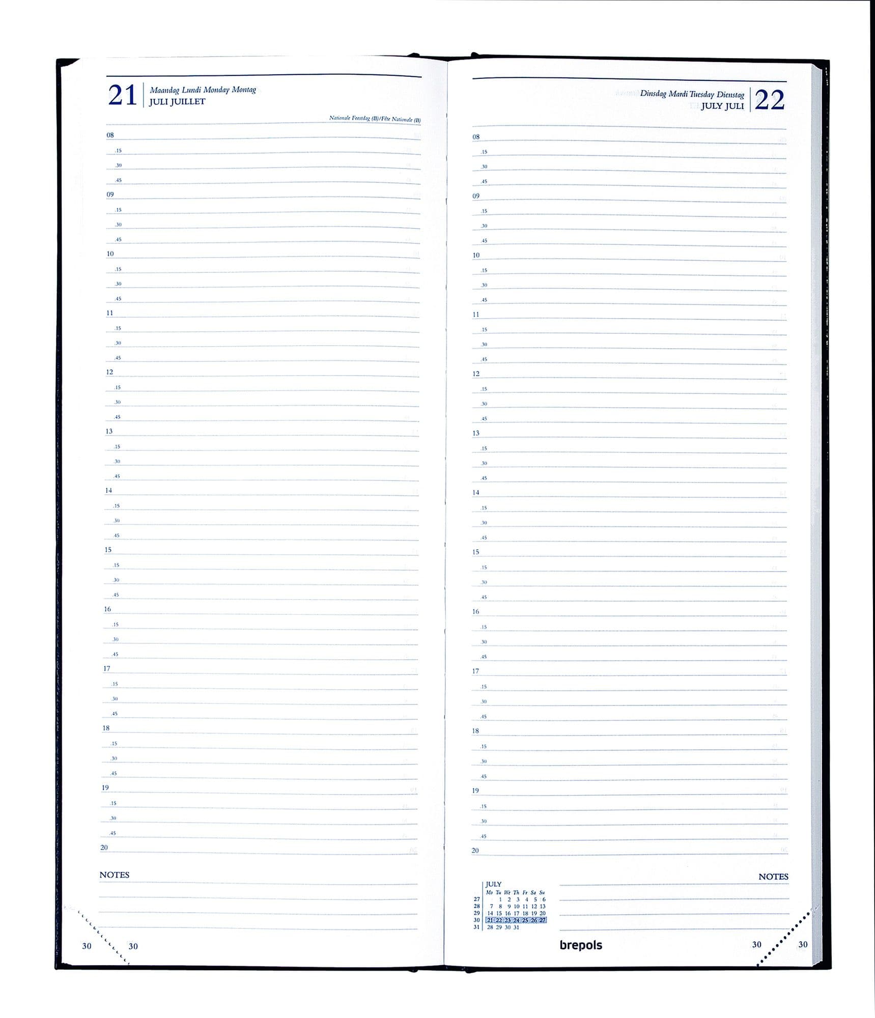 Agenda 2027 Brepols Saturnus Lima 1dag/1pagina blauw 2