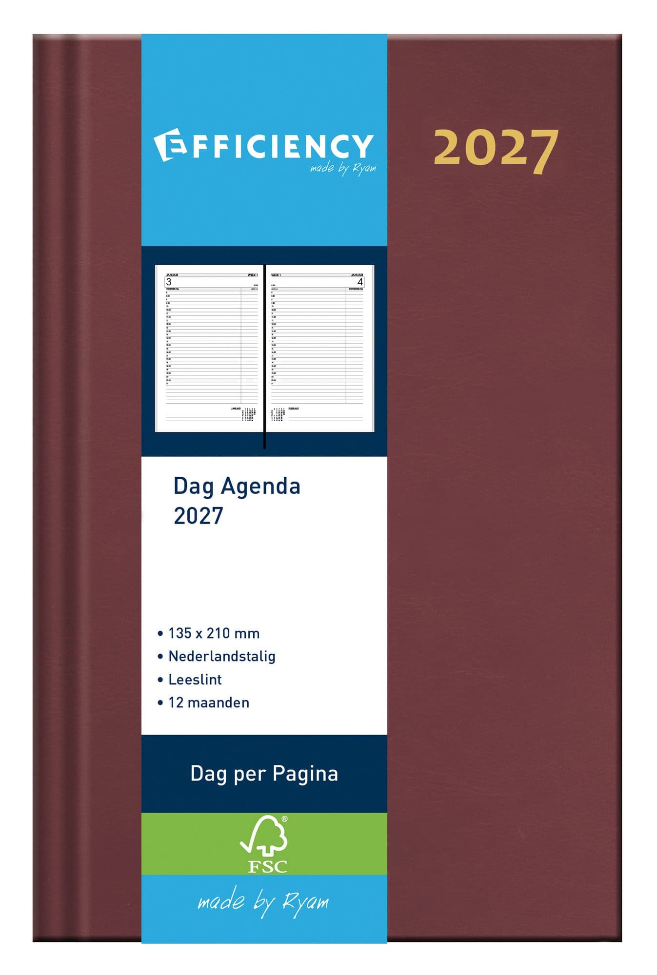 Agenda 2027 Ryam Efficiency Baladek 1dag/1pagina bordeaux