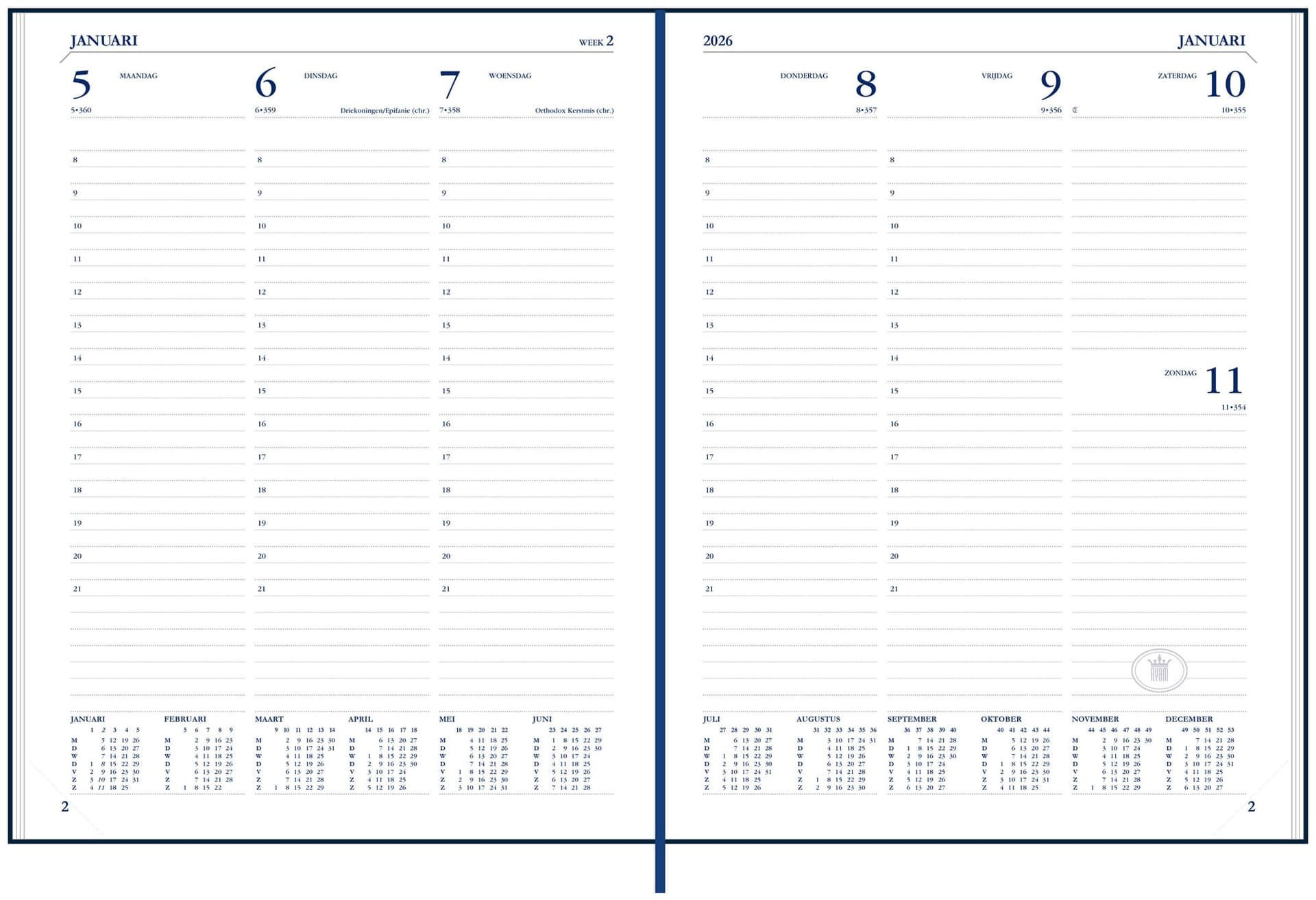 Agenda 2027 Ryam Weekplan Mundior 7dagen/2pagina's zwart 2