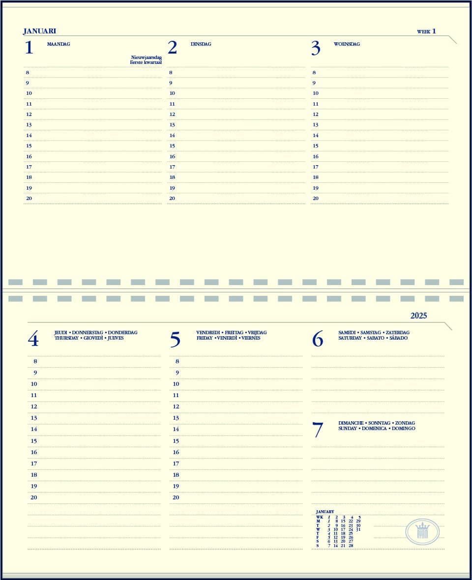 Agenda 2027 Ryam Compact Suprema 7dagen/2pagina's ringplastic zwart 2