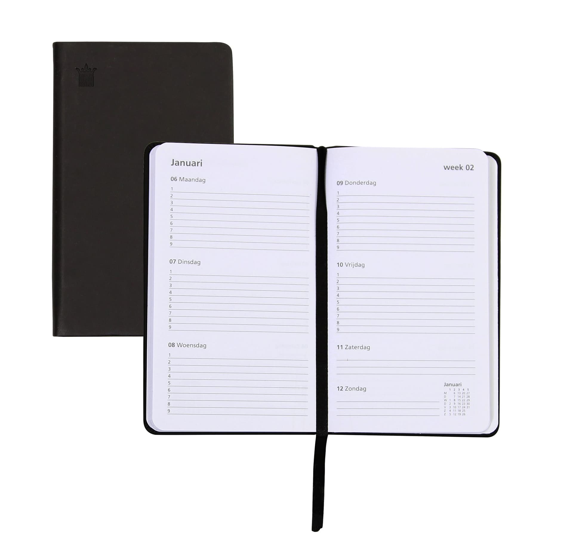 Schoolagenda 2026-2027 Ryam Cursus DeLuxe 7dagen/2pagina's zwart 2