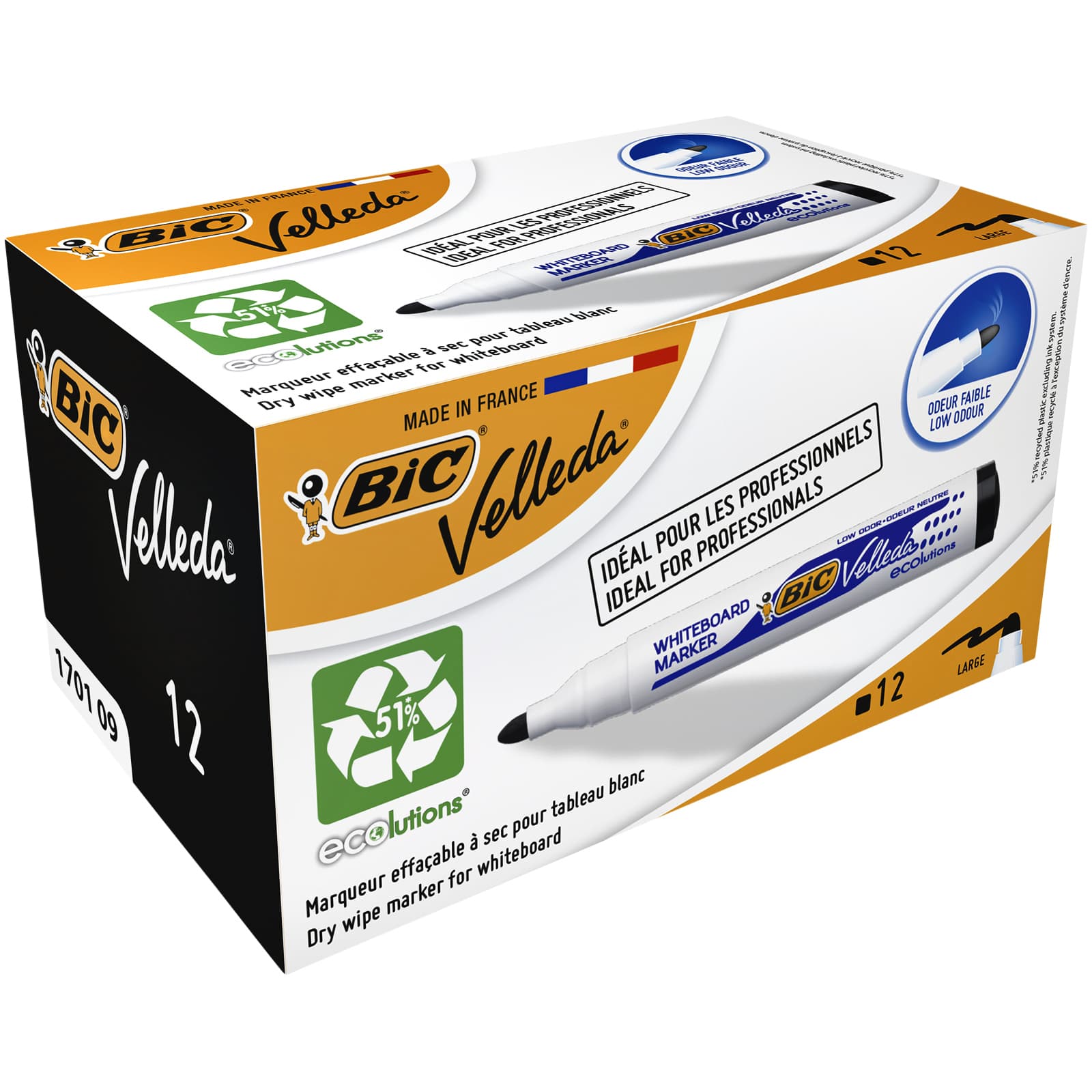 Whiteboardmarker Bic Velleda 1701 rond large zwart 2