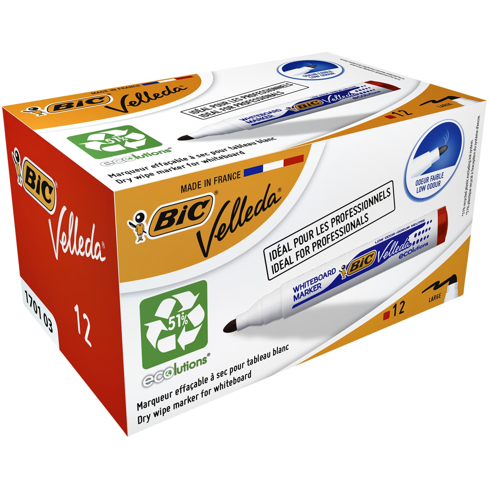 Whiteboardmarker Bic Velleda 1701 rond large rood 2