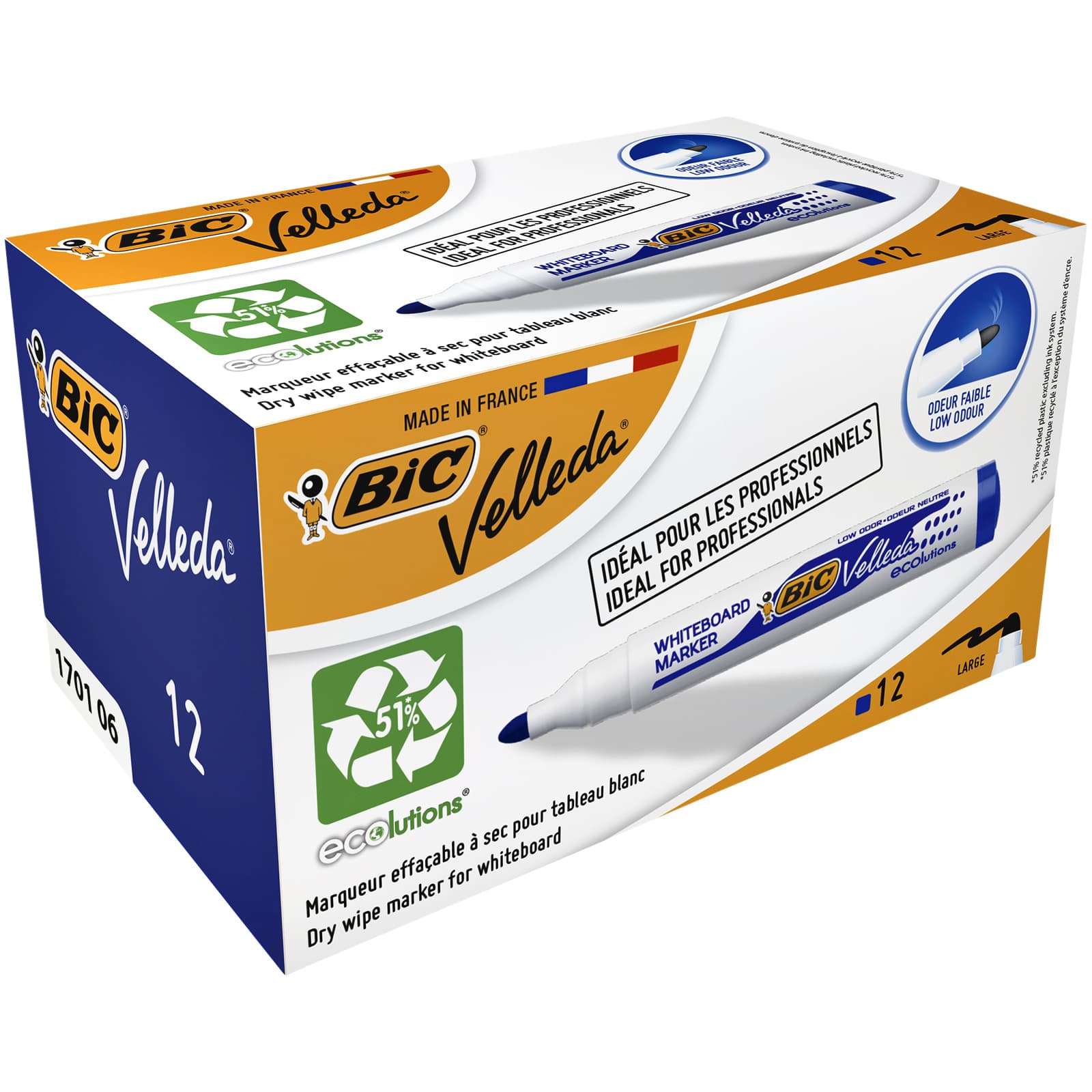 Whiteboardmarker Bic Velleda 1701 rond large blauw 2