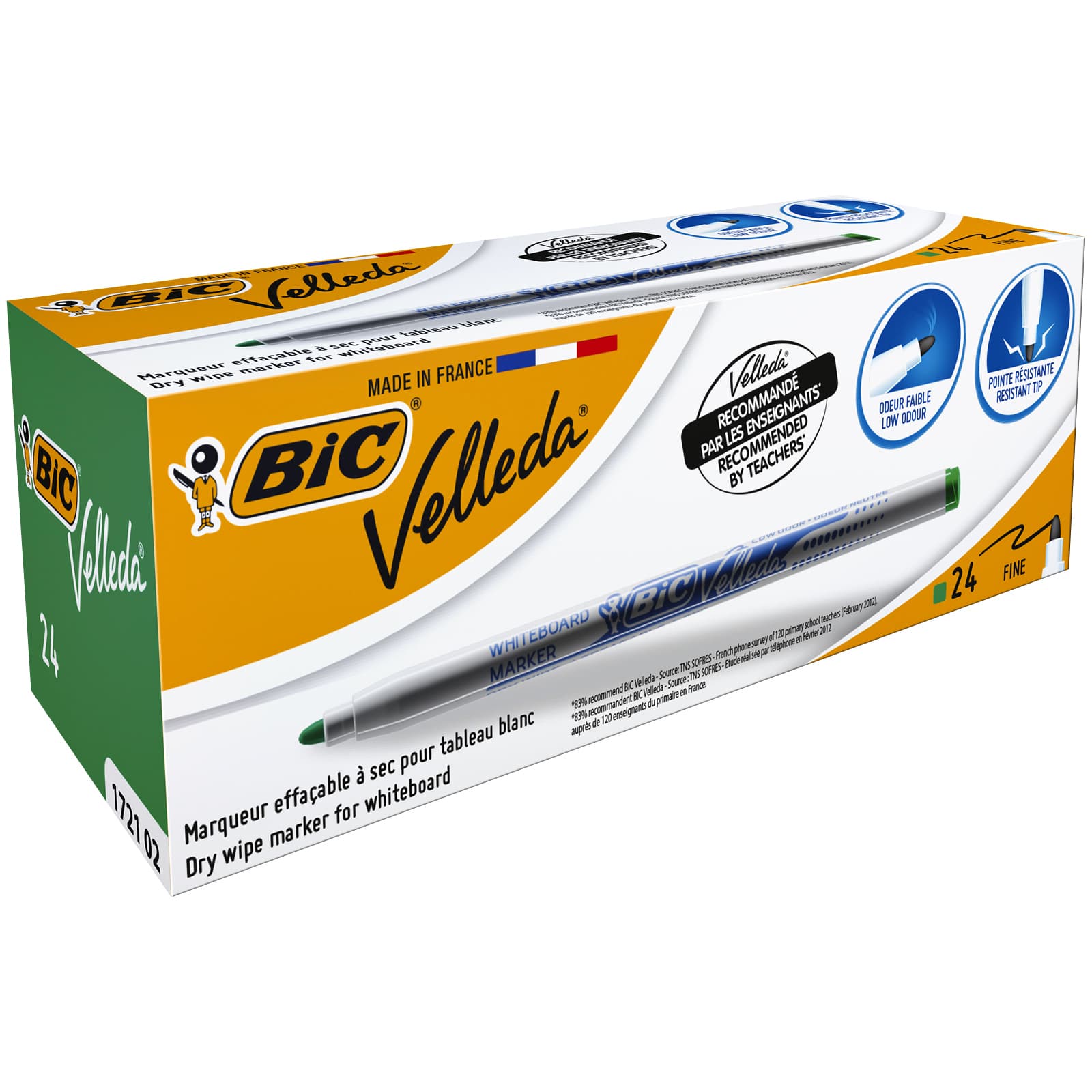 Whiteboardmarker Bic Velleda 1721 rond fijn groen 2