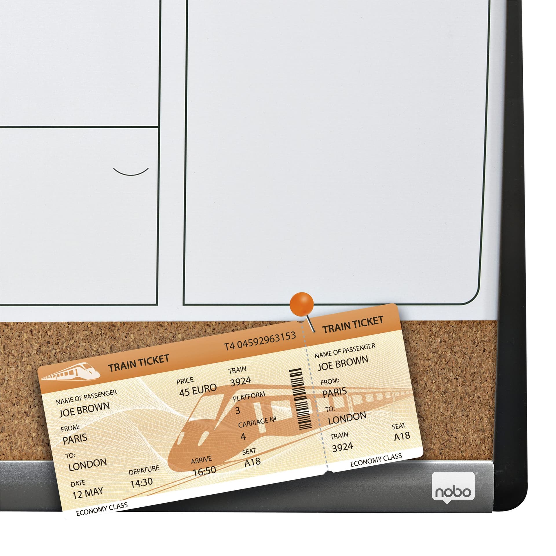 Whiteboard Nobo magnetische planner met prikbord van kurk 58,5x43cm 4