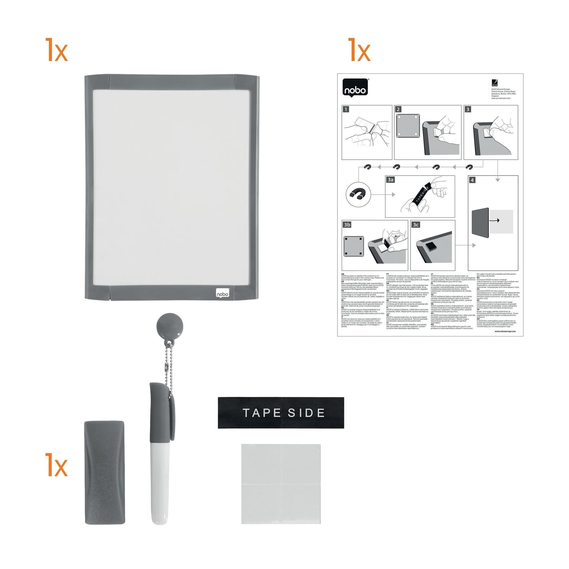 Whiteboard Nobo 21.6x28cm magnetisch assorti 2