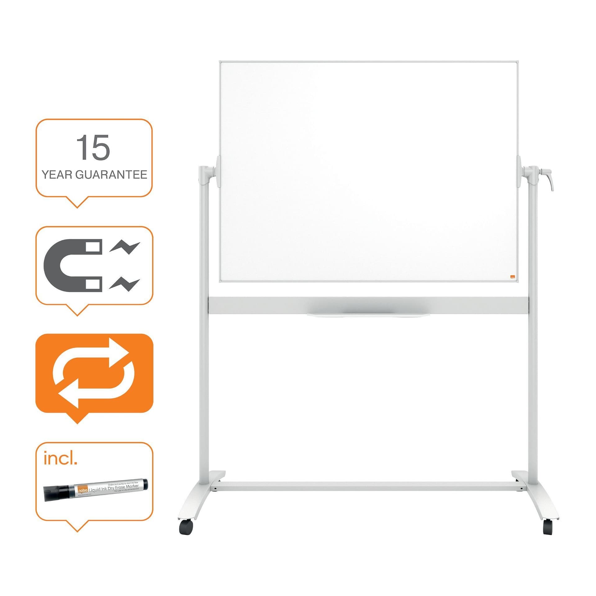 Whiteboard Nobo kantelbord mobiel 90x120cm staal 3